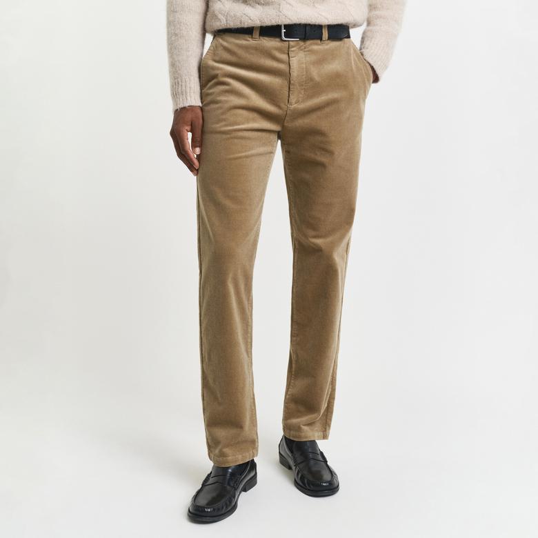 GANT Erkek Bej Regular Fit Cord Chino Pantolon