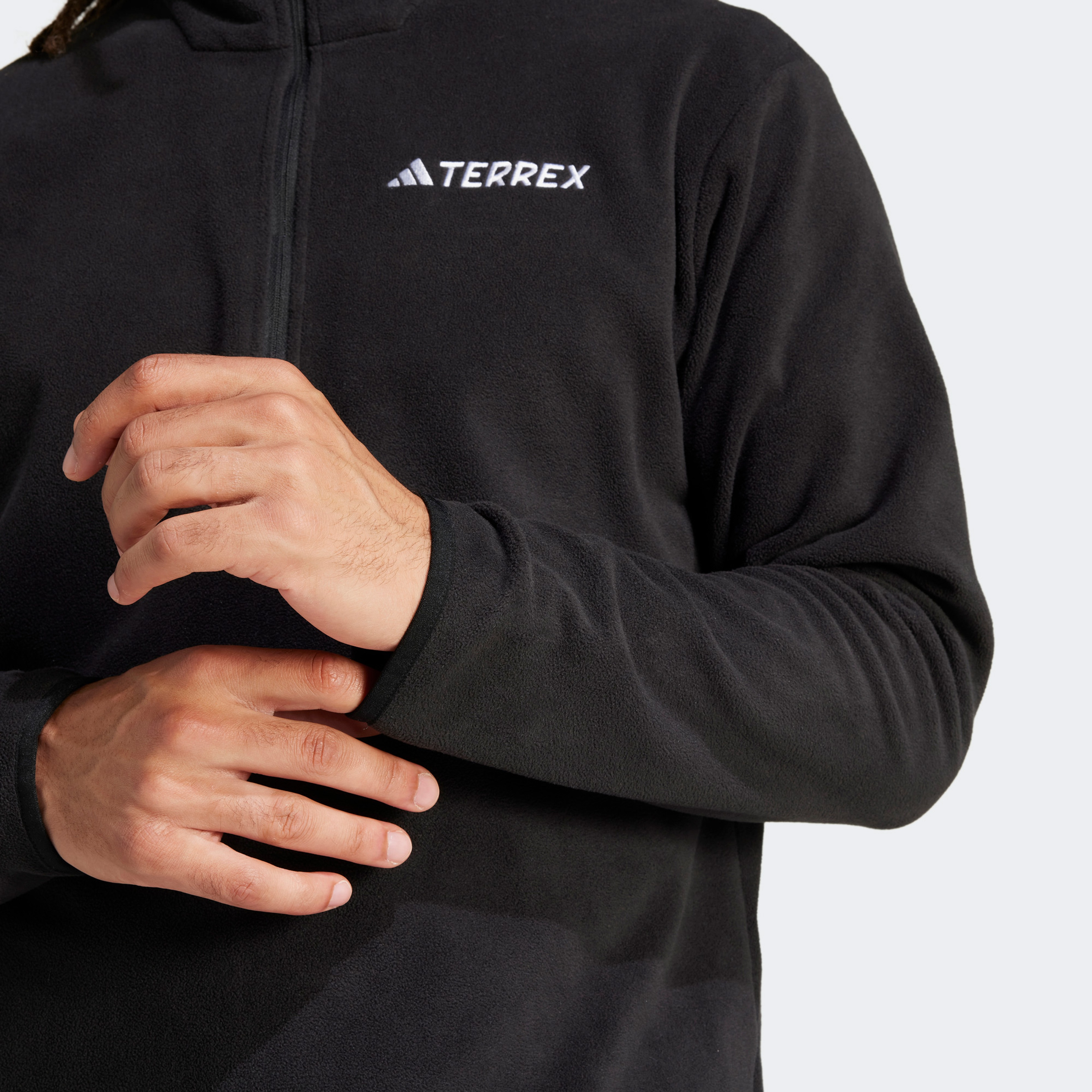 adidas Mountain Essentials Half-Zip Fleece Erkek Siyah Polar