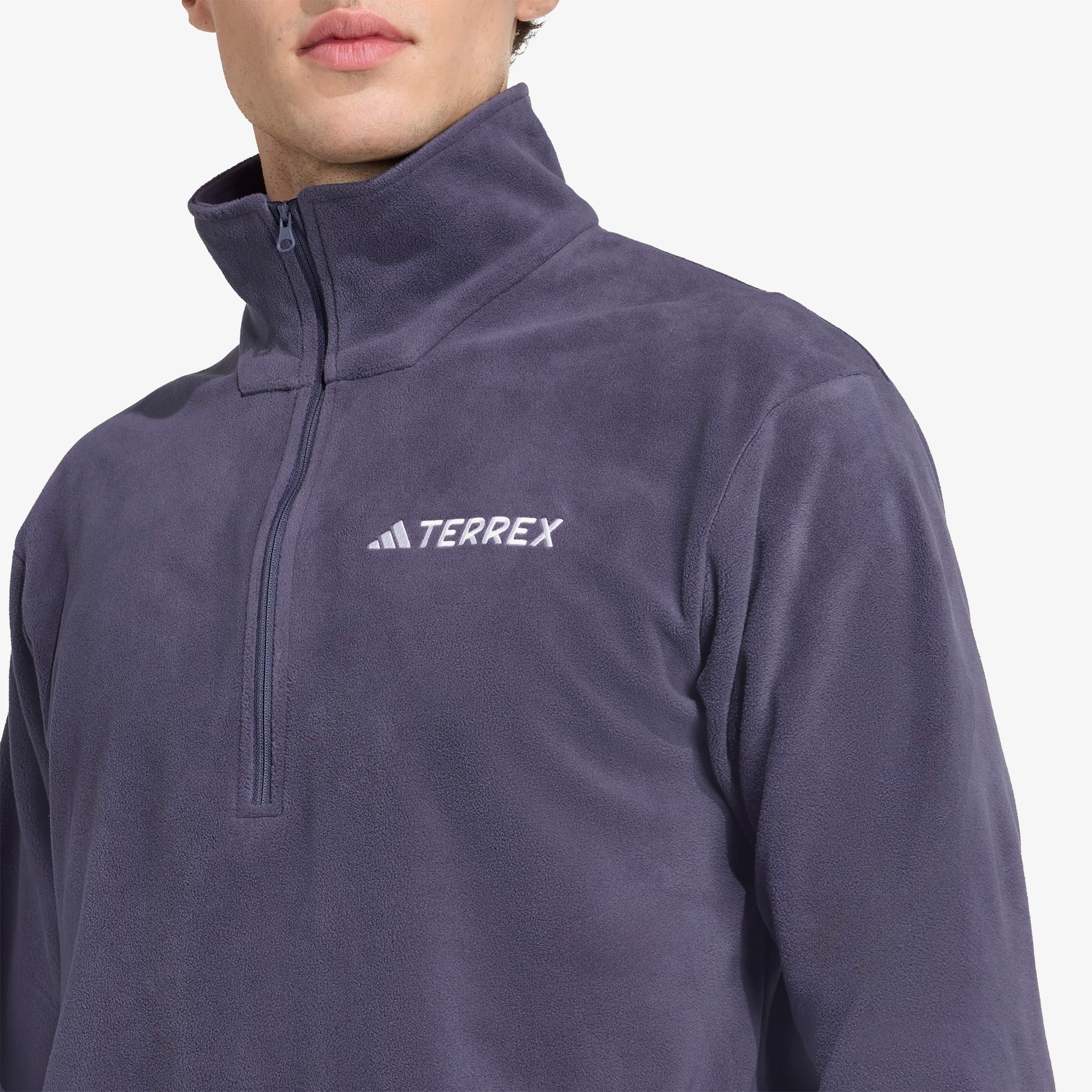 adidas Multi Essentials 1-2 Zip Fleece Erkek Mavi Yürüyüş