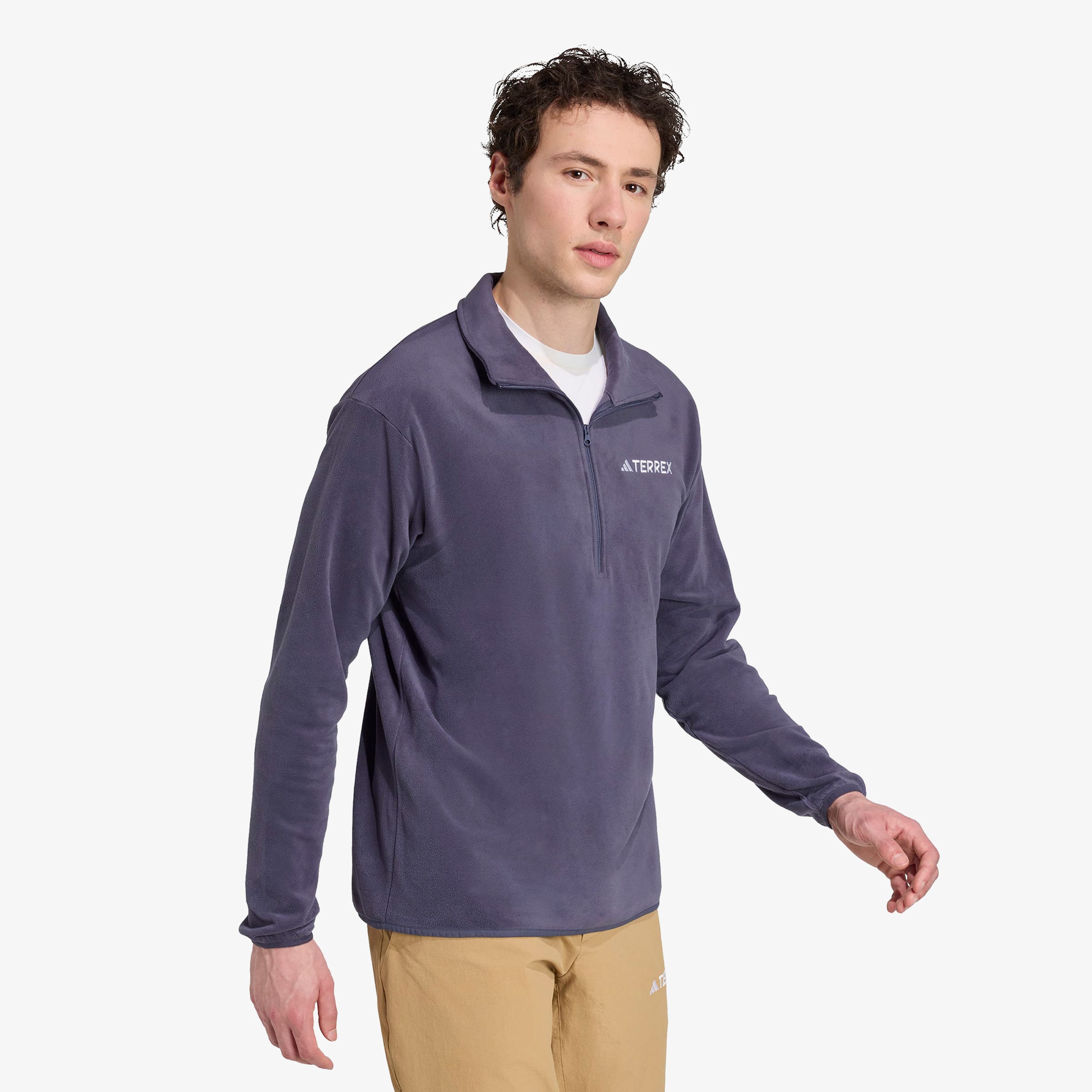 adidas Multi Essentials 1-2 Zip Fleece Erkek Mavi Yürüyüş