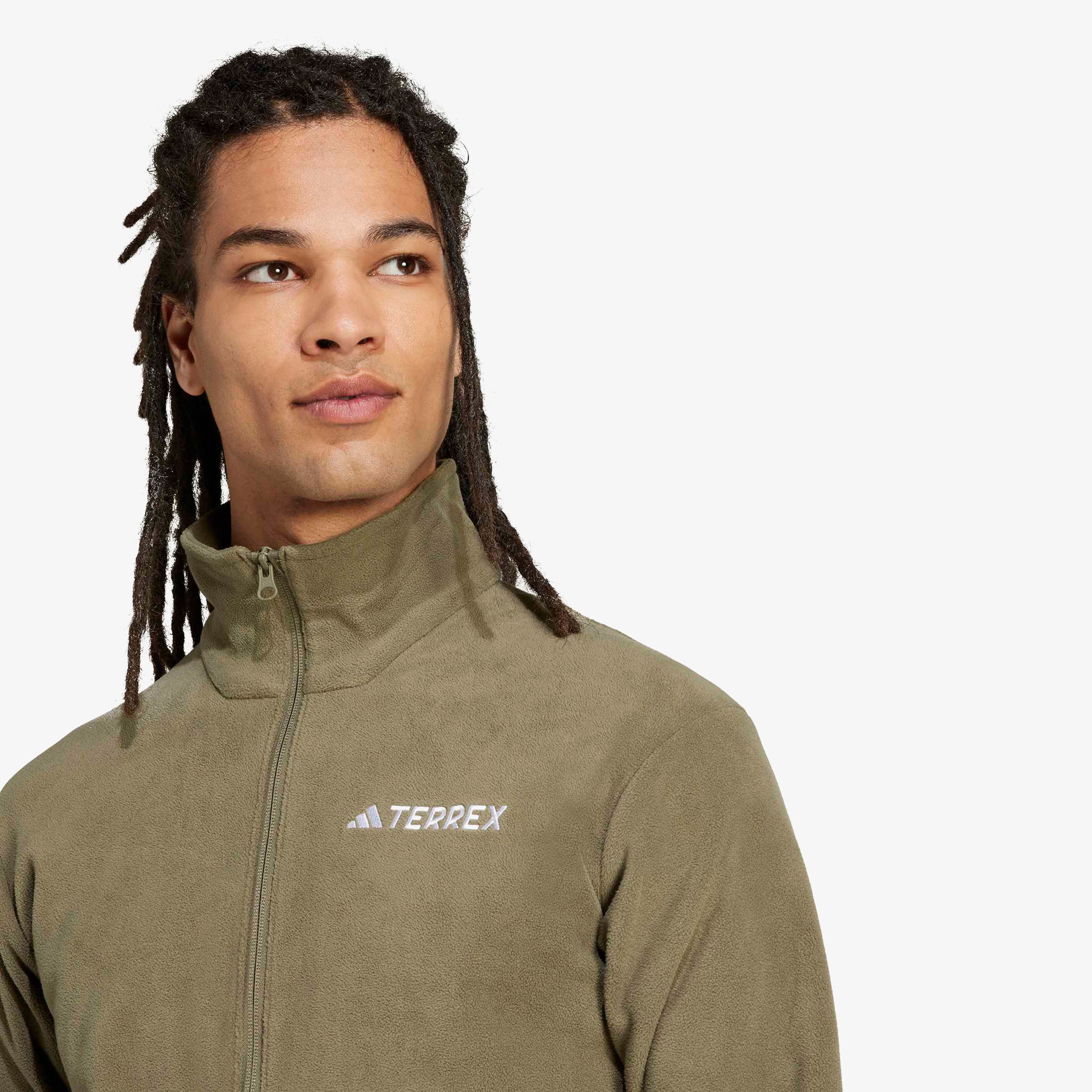 adidas Multi Essentials Full Zip Fleece Erkek Yeşil Yürüyüş Polar