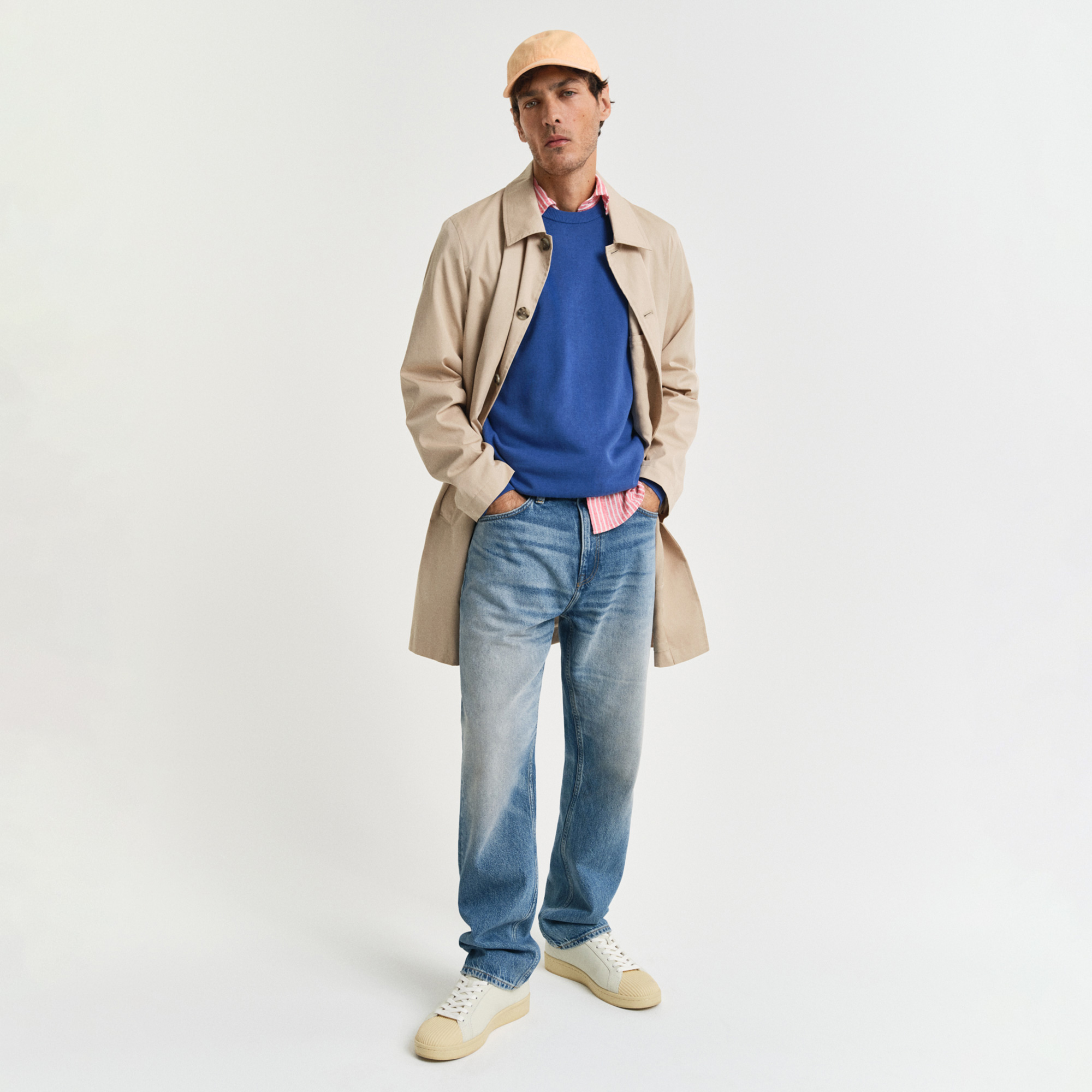 Gant Erkek Mavi Regular Fit Bisiklet Yaka Kazak