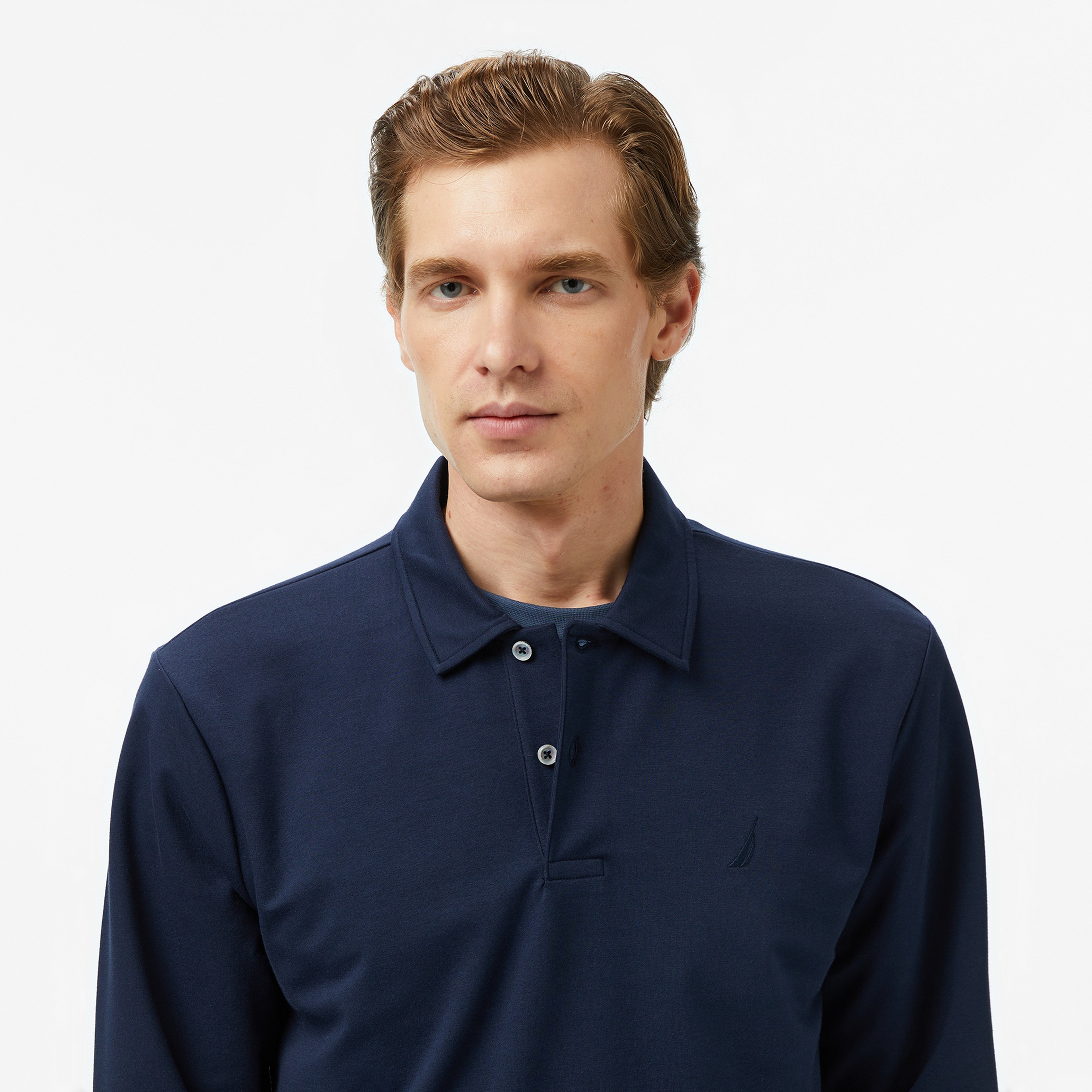 Nautica Erkek Lacivert Classic Fit Uzun Kollu Polo Yaka T-Shirt