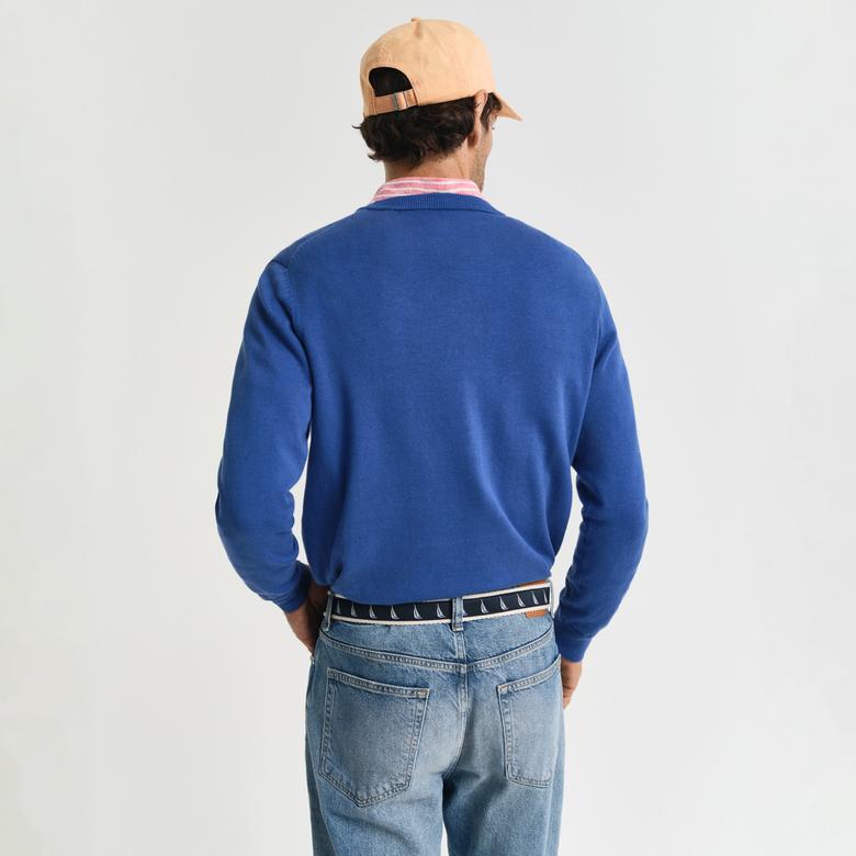 Gant Erkek Mavi Regular Fit Bisiklet Yaka Kazak