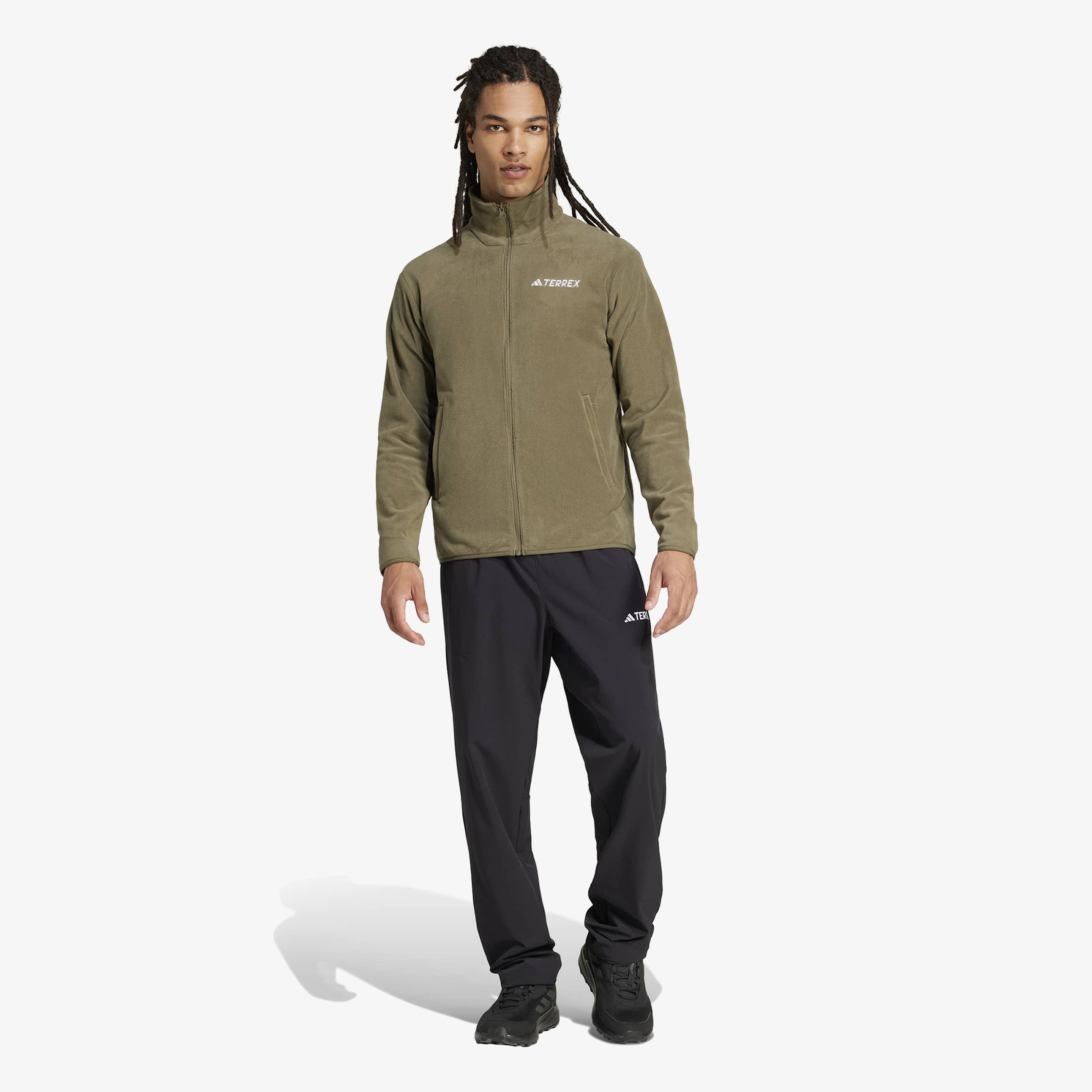 adidas Multi Essentials Full Zip Fleece Erkek Yeşil Yürüyüş Polar