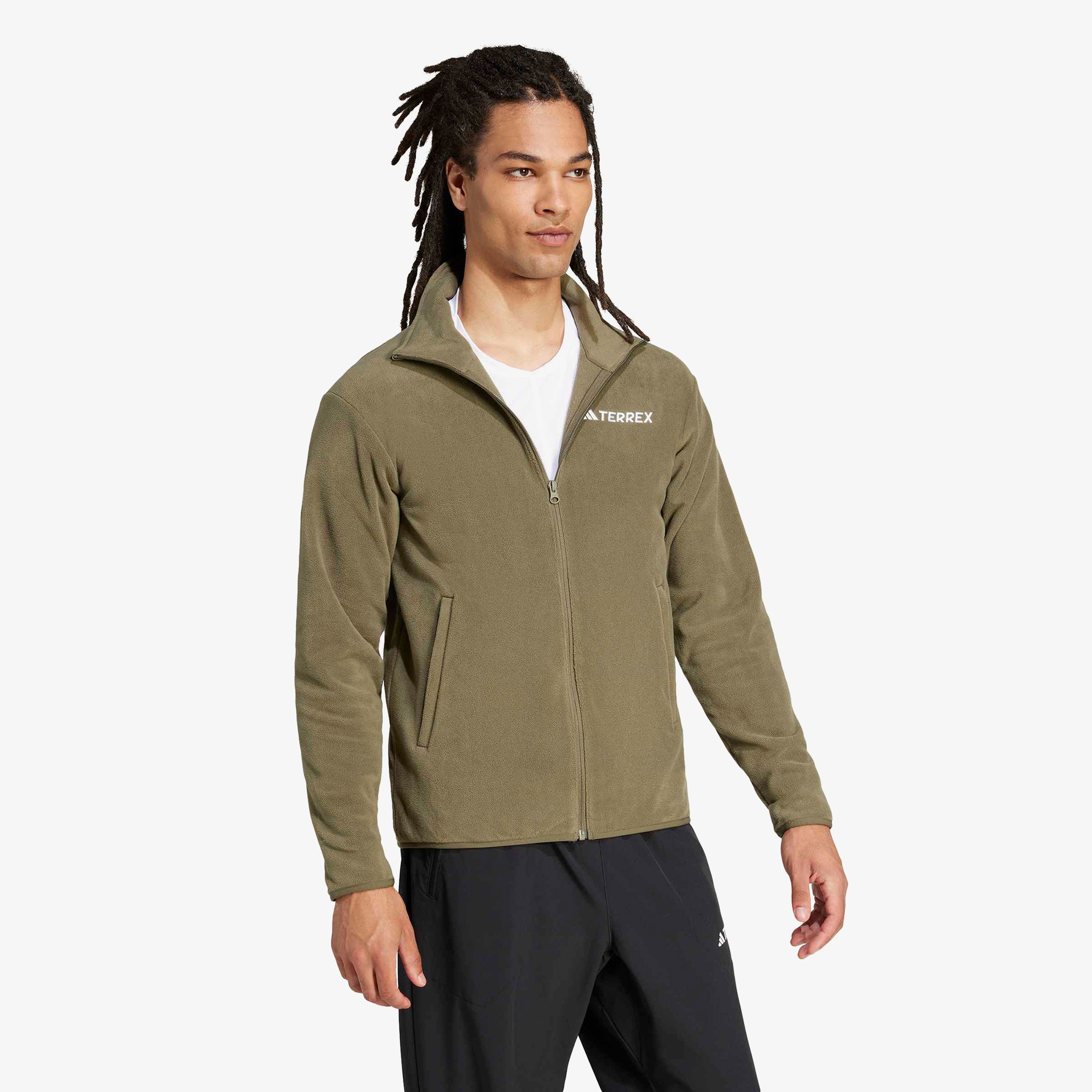 adidas Multi Essentials Full Zip Fleece Erkek Yeşil Yürüyüş Polar
