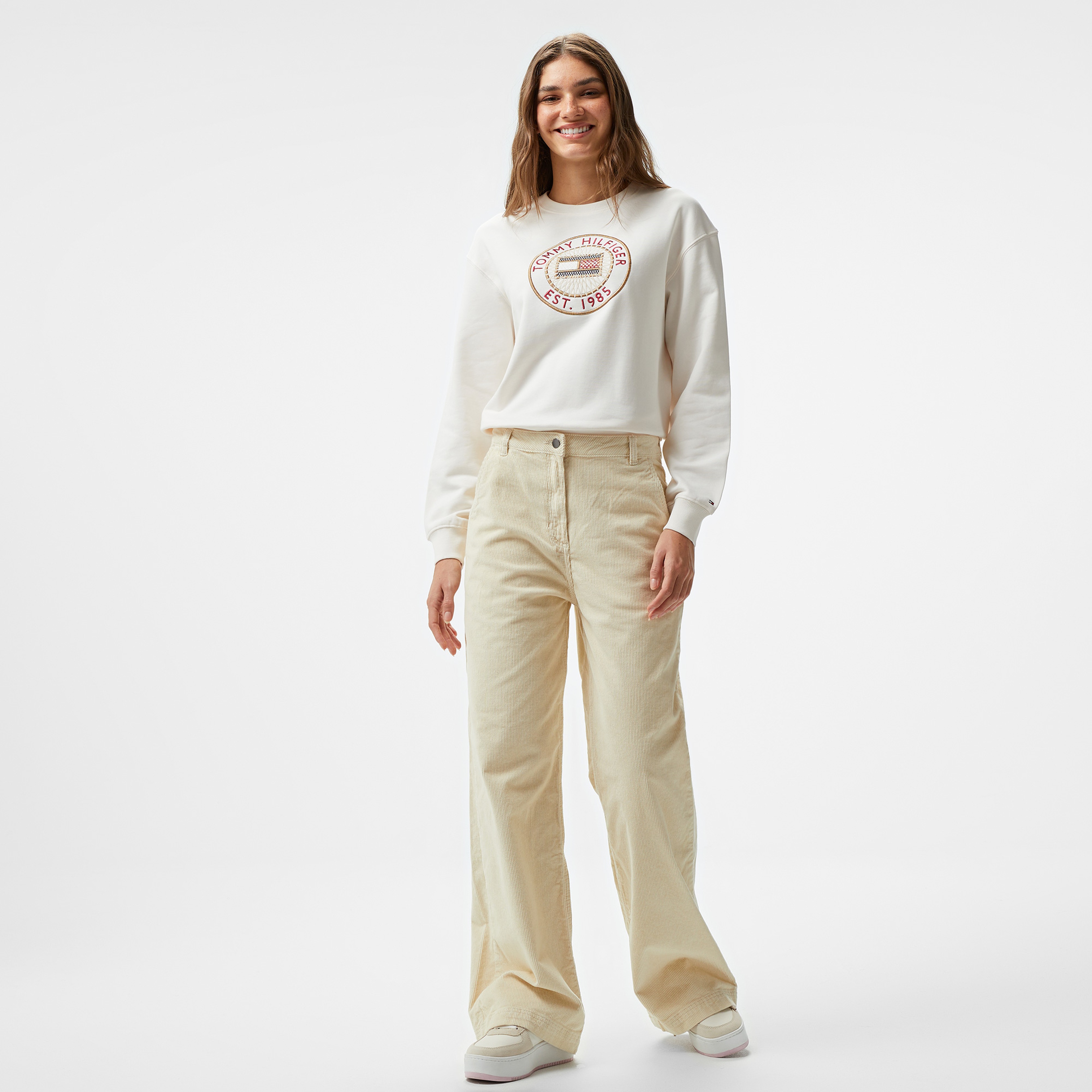 Tommy Hilfiger Nautical Emb Kadın Beyaz Sweatshirt