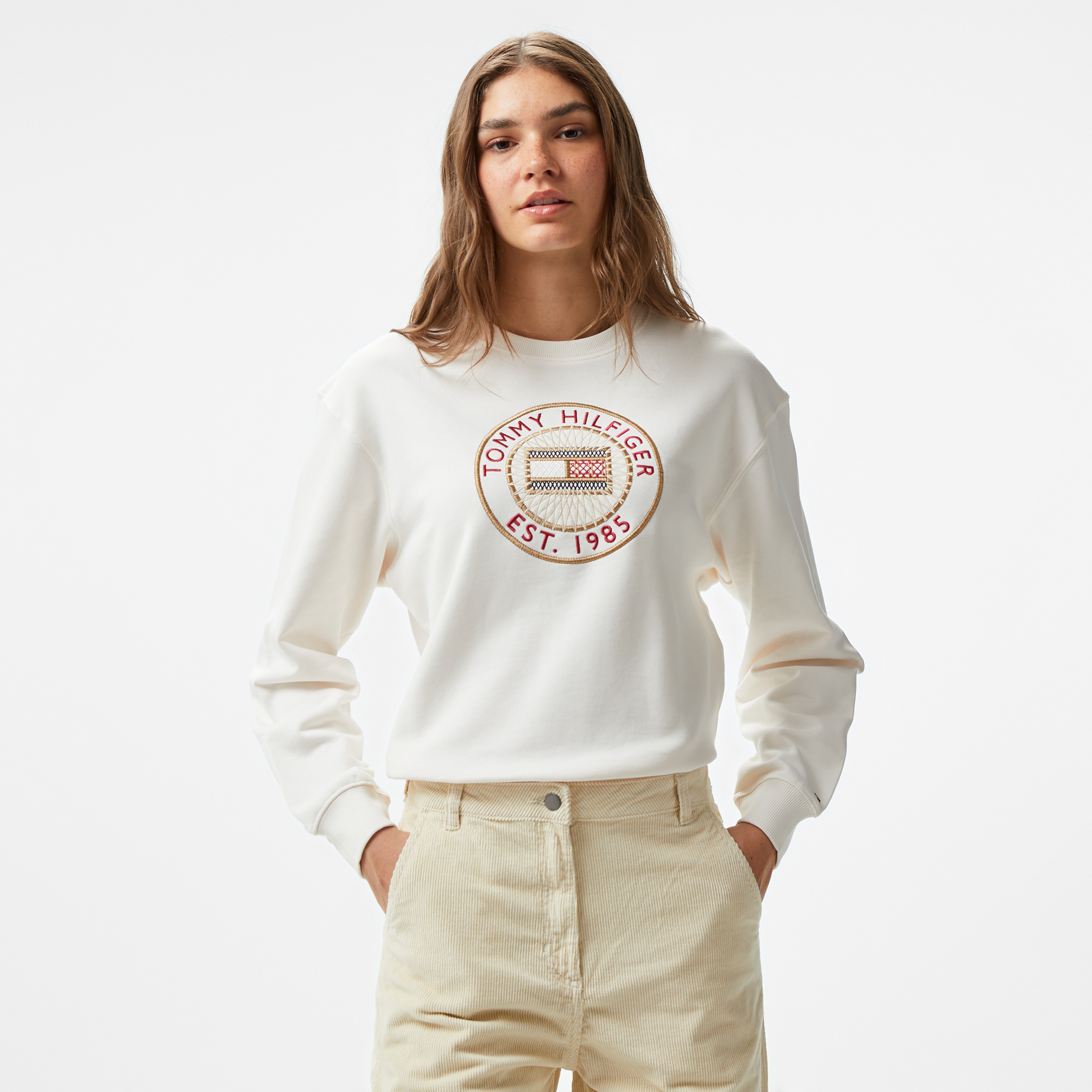 Tommy Hilfiger Nautical Emb Kadın Beyaz Sweatshirt