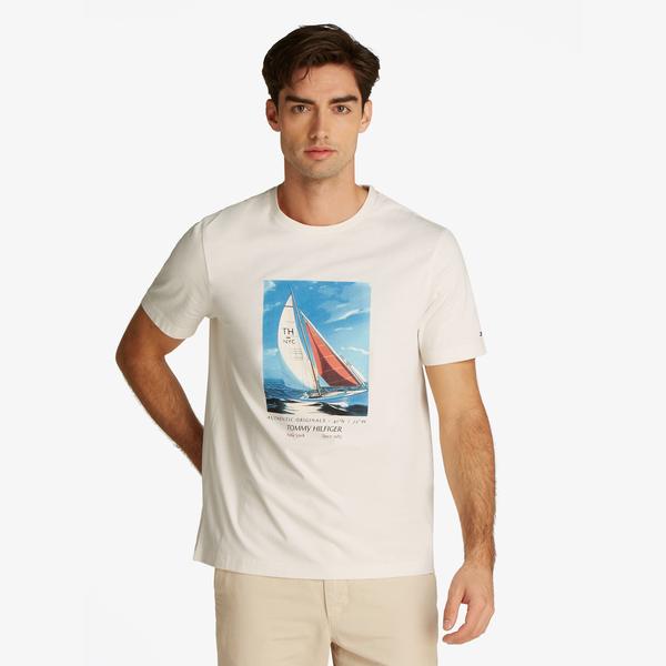 Tommy Hilfiger Regular Fit Erkek Krem T-Shirt