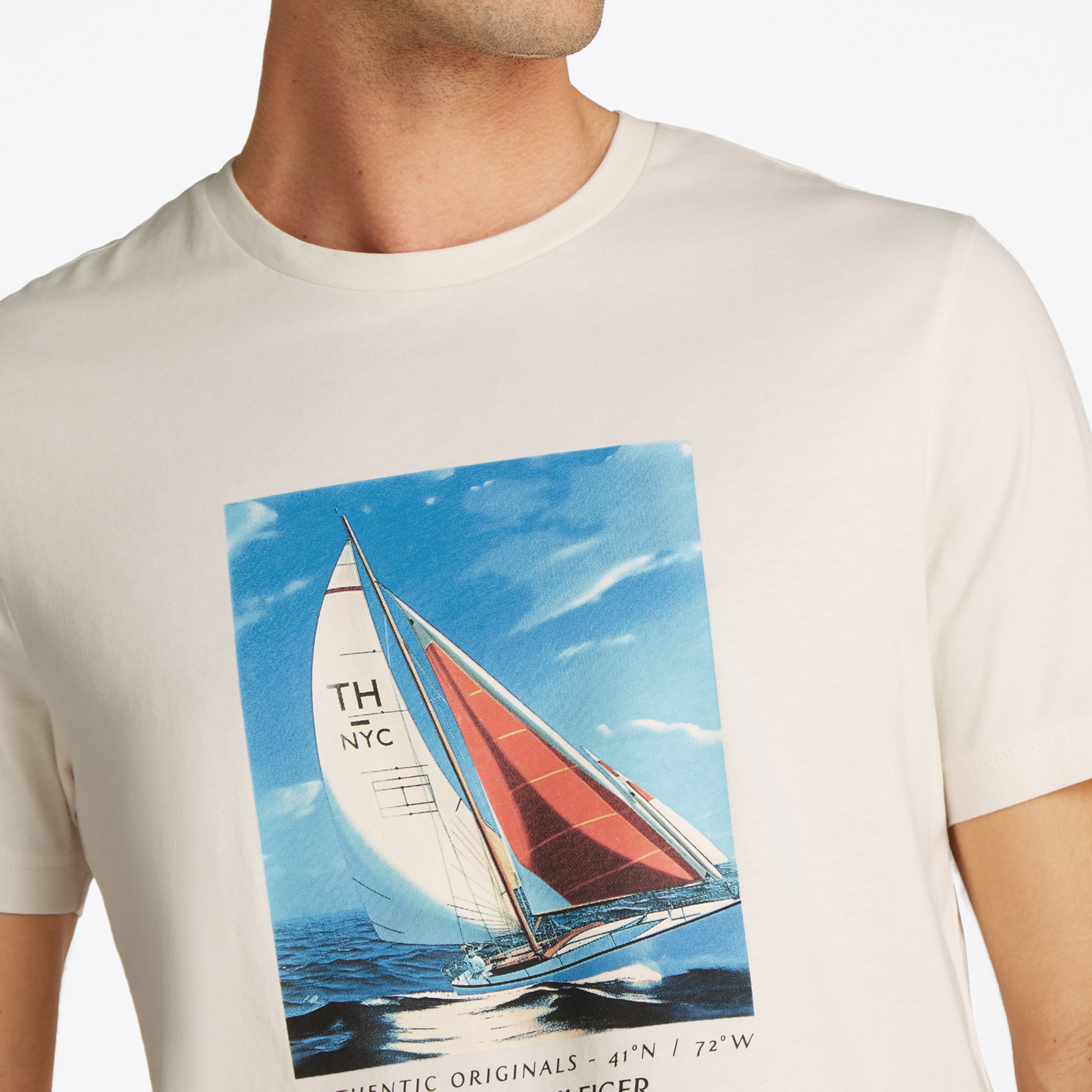 Tommy Hilfiger Erkek Krem T-Shirt