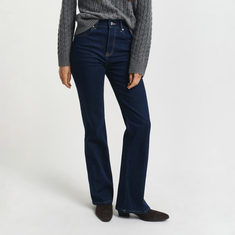 GANT Kadın Lacivert Slim Fit Flare Jean