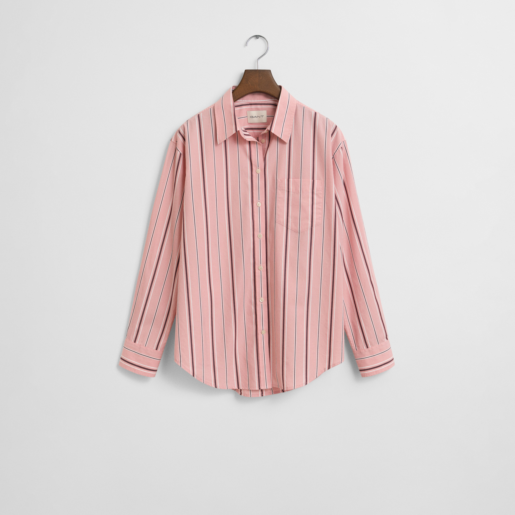GANT Kadın Pembe Relaxed Fit Klasik Yaka Çizgili Gömlek