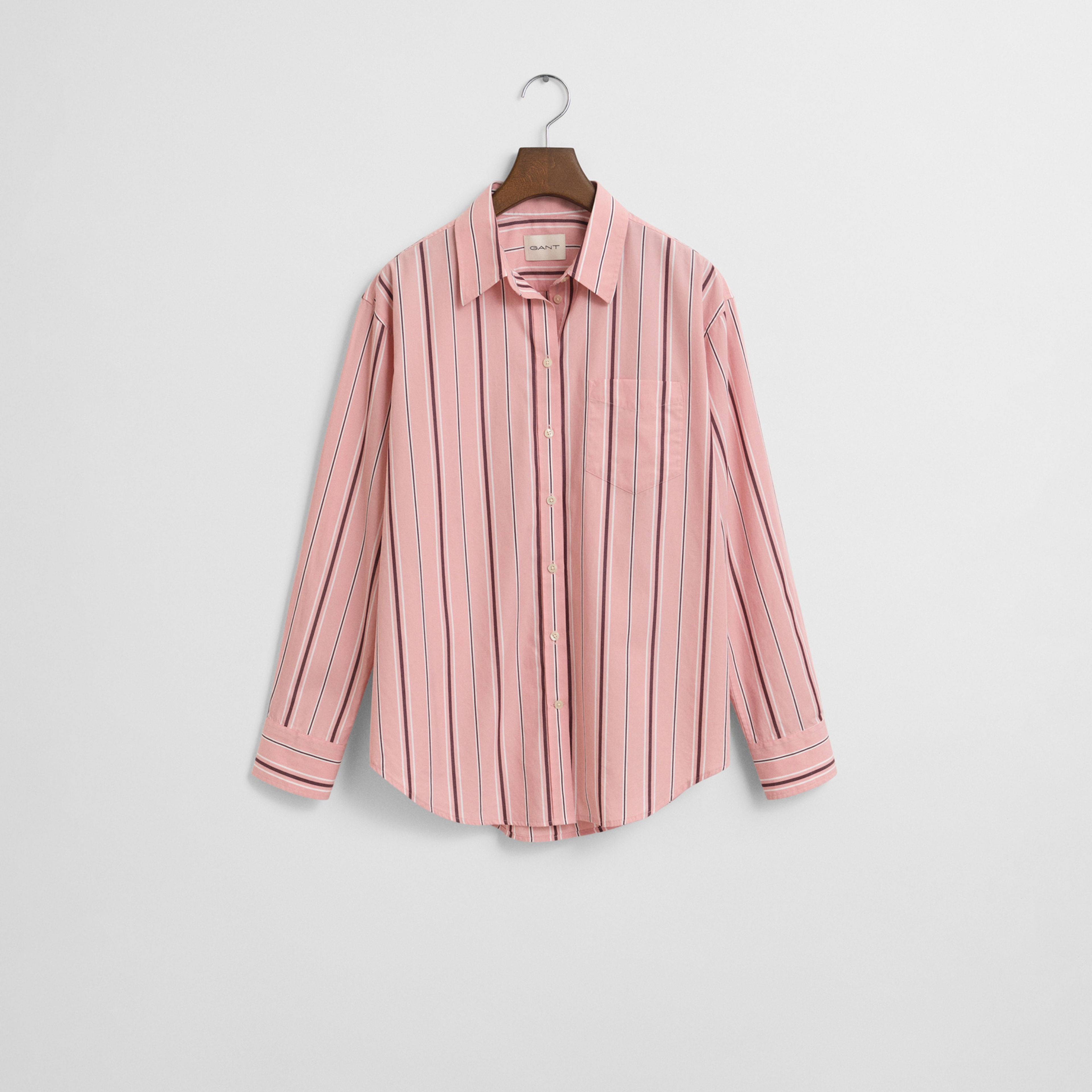 GANT Kadın Pembe Relaxed Fit Klasik Yaka Çizgili Gömlek