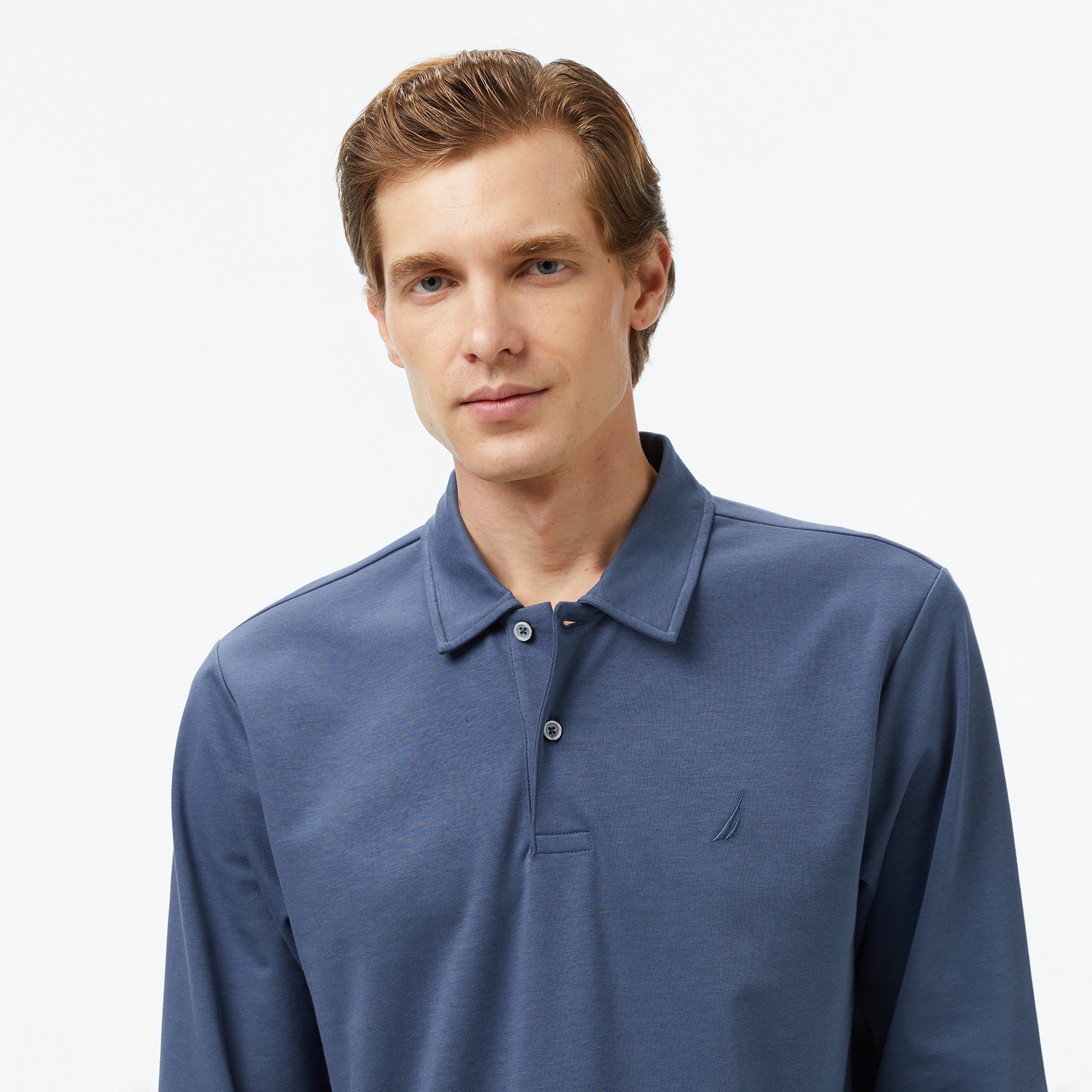Nautica Erkek Mavi Classic Fit Uzun Kollu Polo Yaka T-Shirt