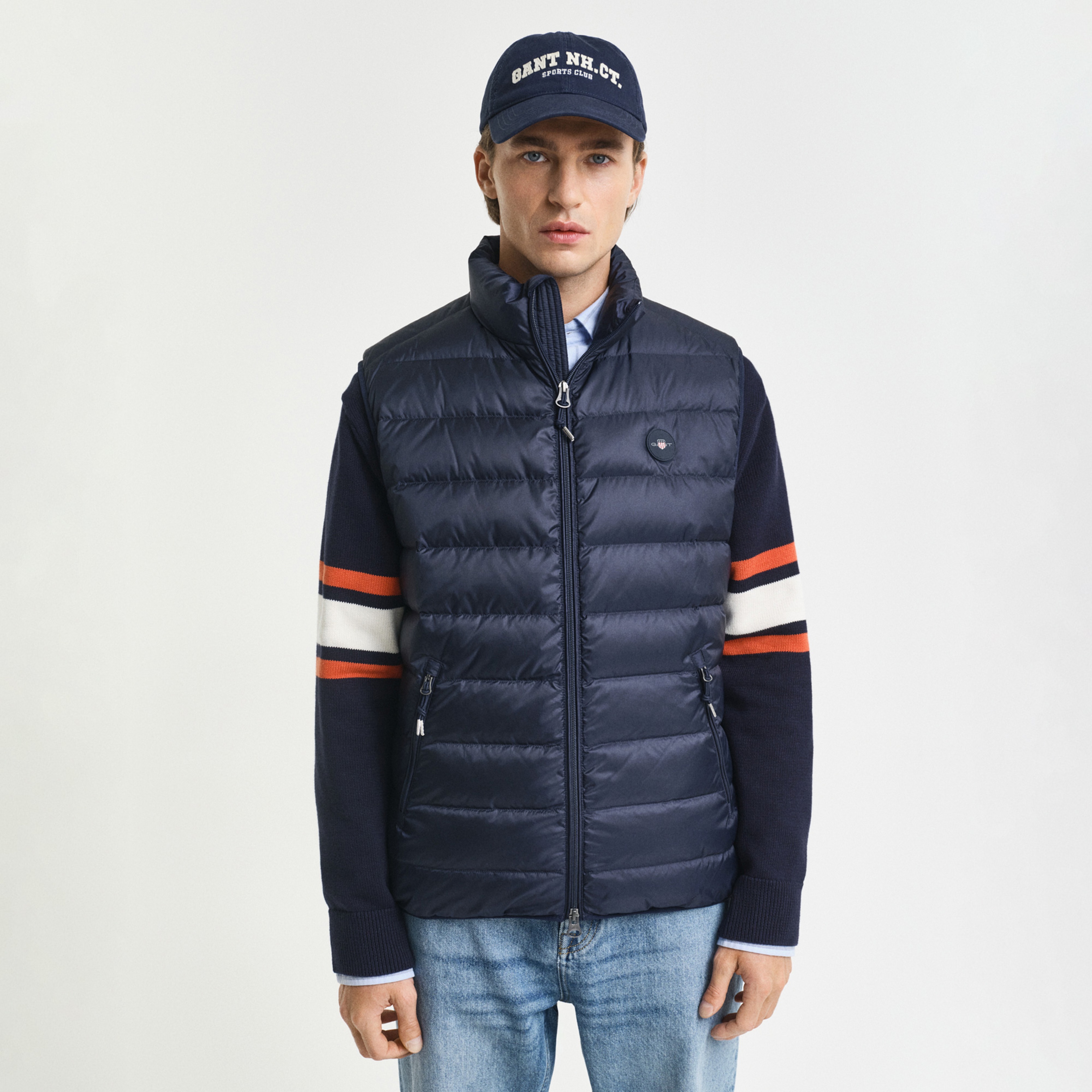 GANT Erkek Lacivert Regular Fit Dik Yaka Kaz Tüyü Yelek