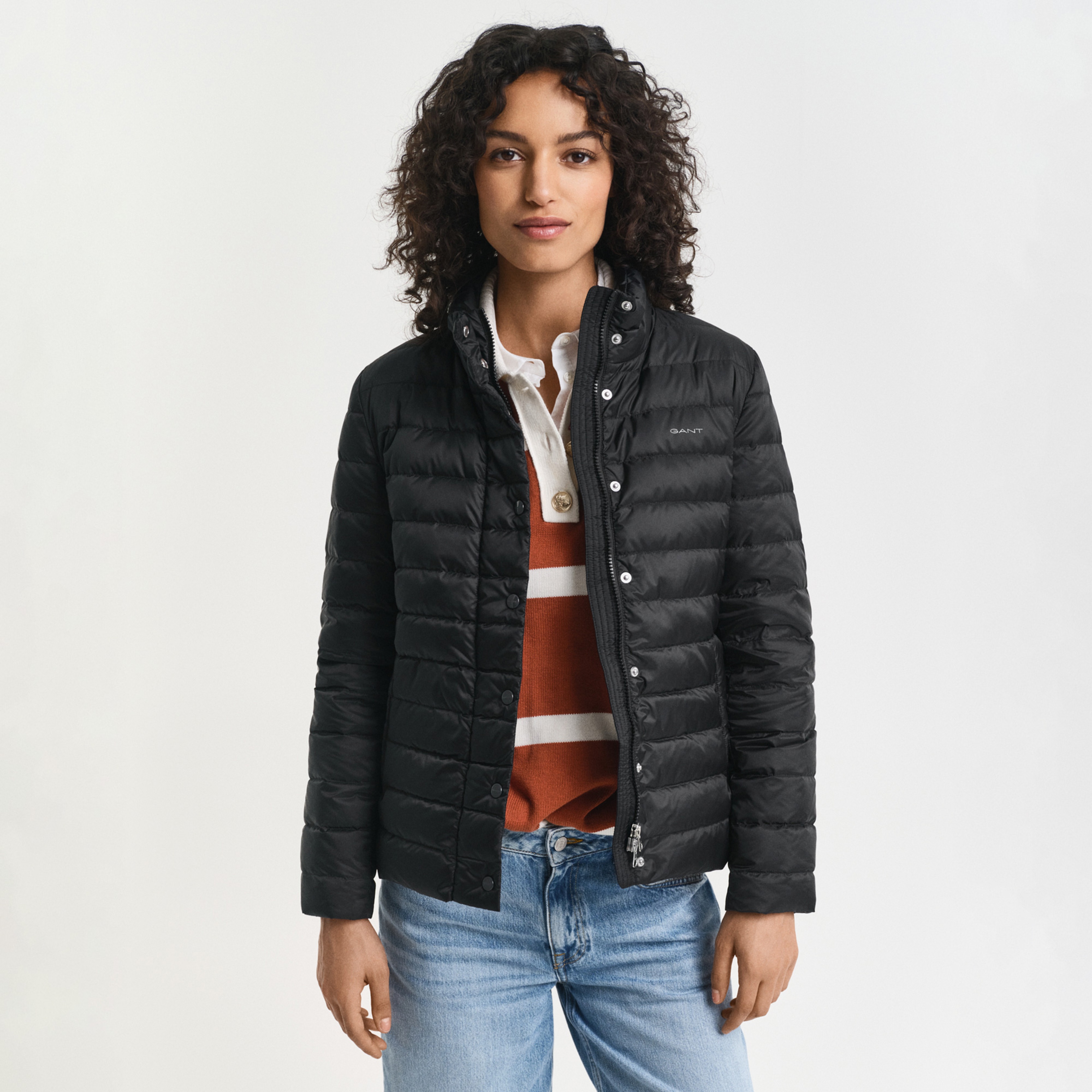 GANT Kadın Siyah Regular Fit Dik Yaka Kaz Tüyü Mont