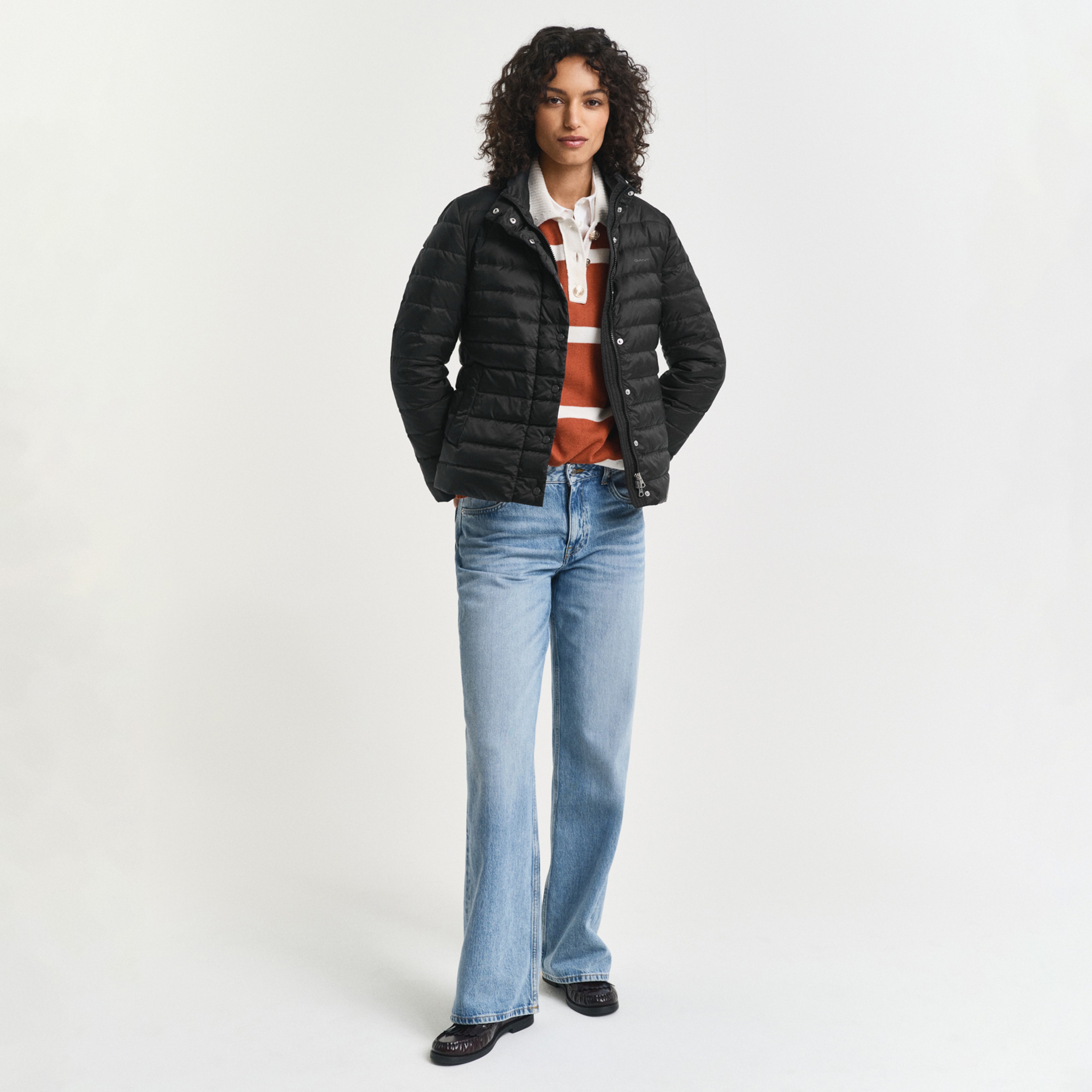 GANT Kadın Siyah Regular Fit Dik Yaka Kaz Tüyü Mont