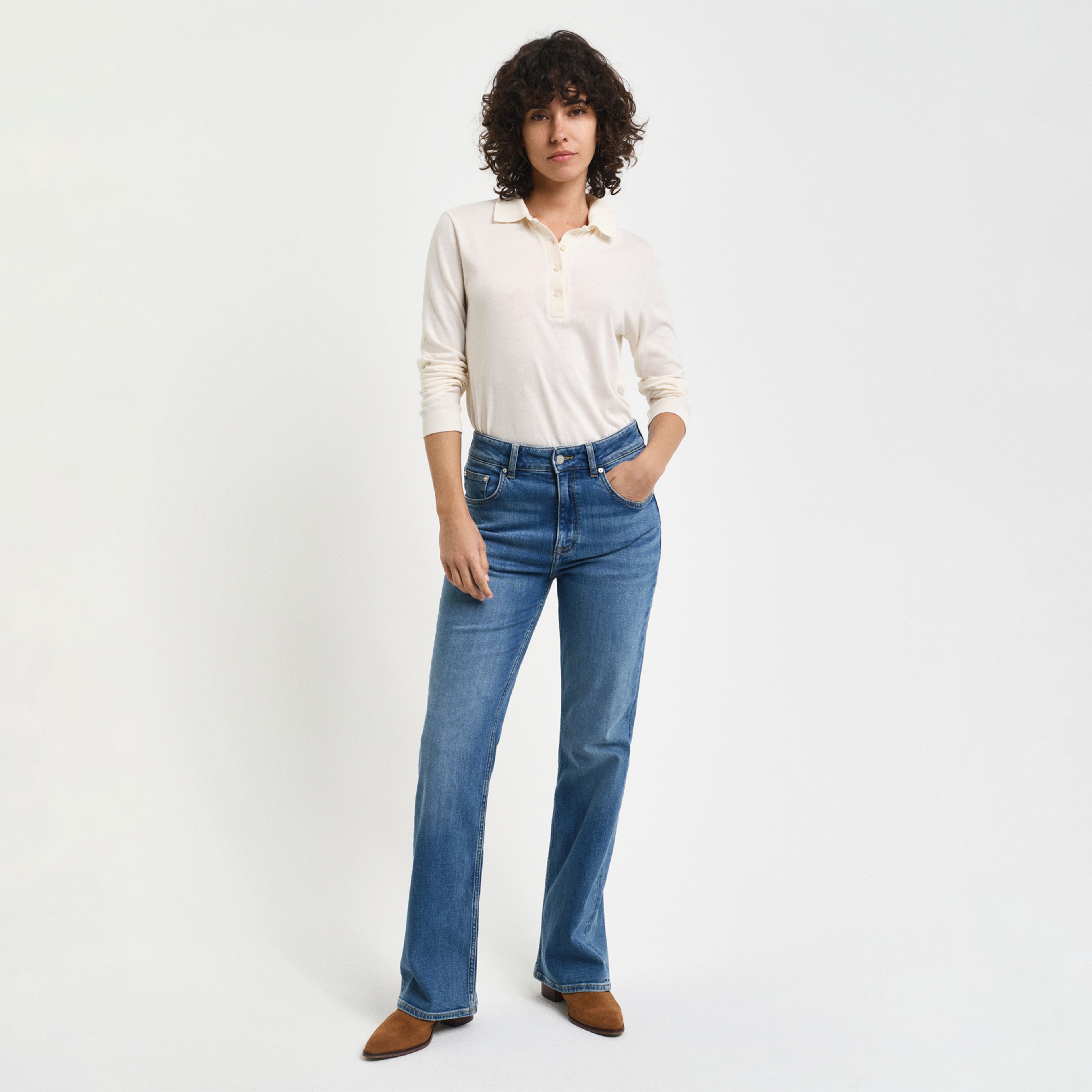 GANT Kadın Mavi Slim Fit Flare Jean