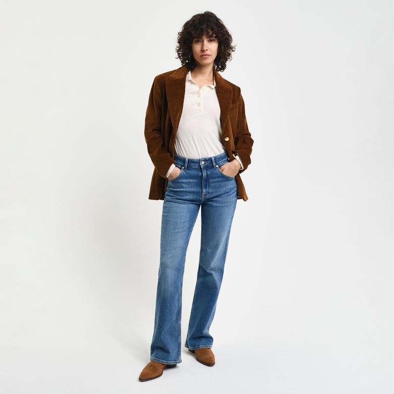 GANT Kadın Mavi Slim Fit Flare Jean Pantolon