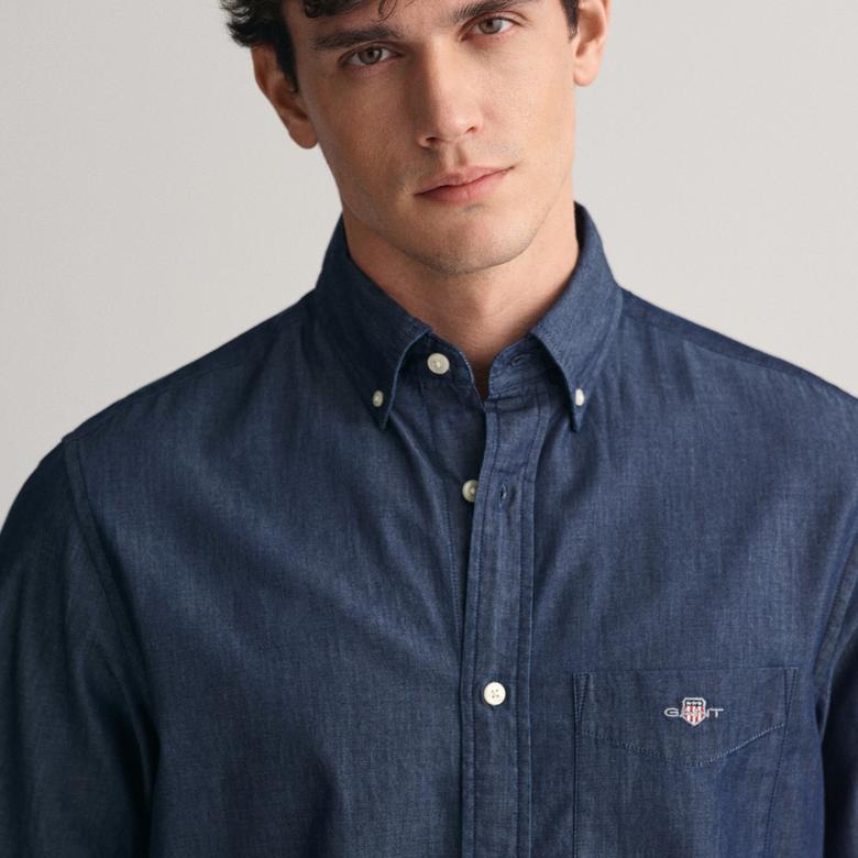 GANT Erkek Lacivert Regular Fit Düğmeli Yaka Gömlek