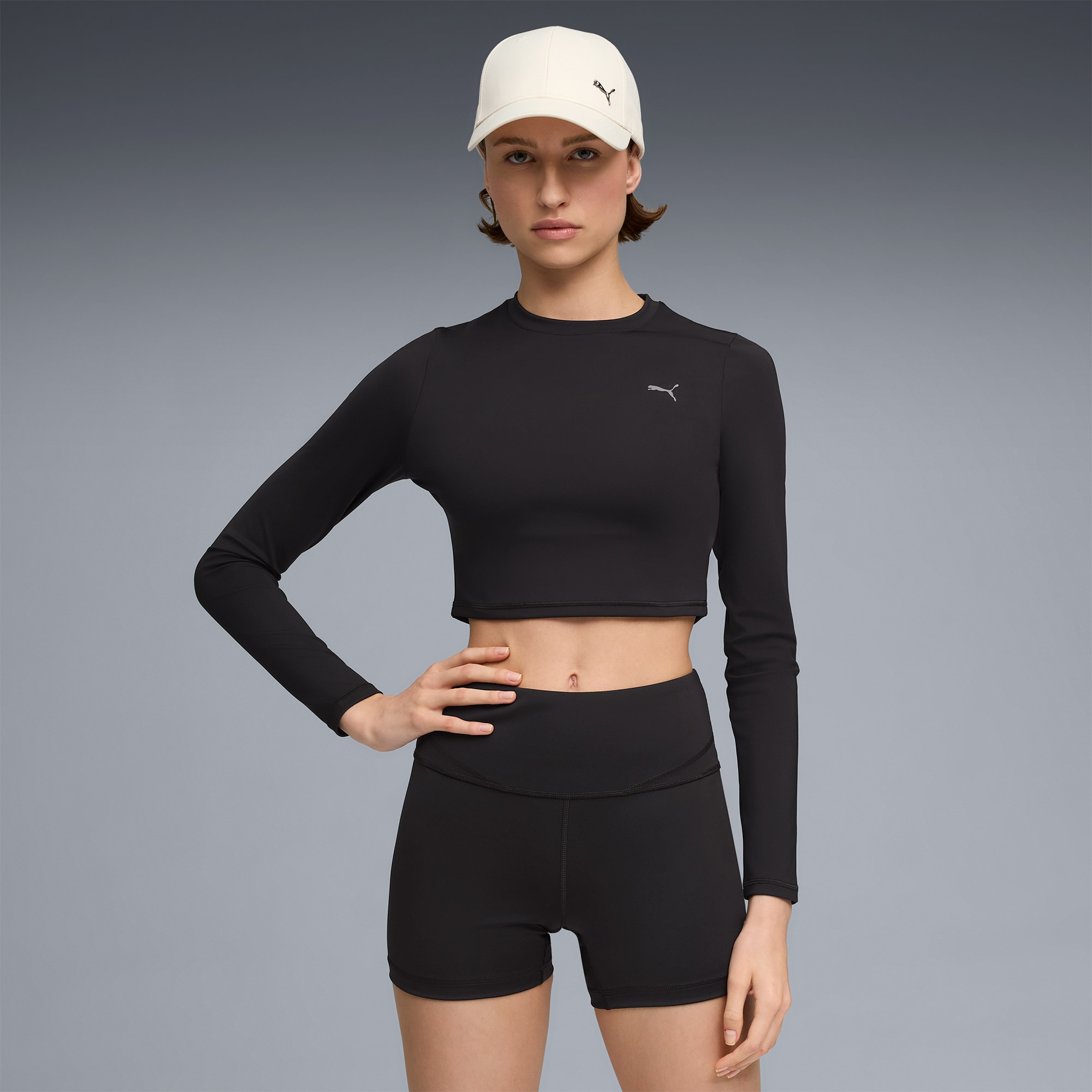 Puma Shape Cropped Ls Kadın Siyah Antrenman T-Shirt