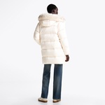 Tommy Hilfiger Down Shımmer Wıth Fur Kadın Beyaz Mont