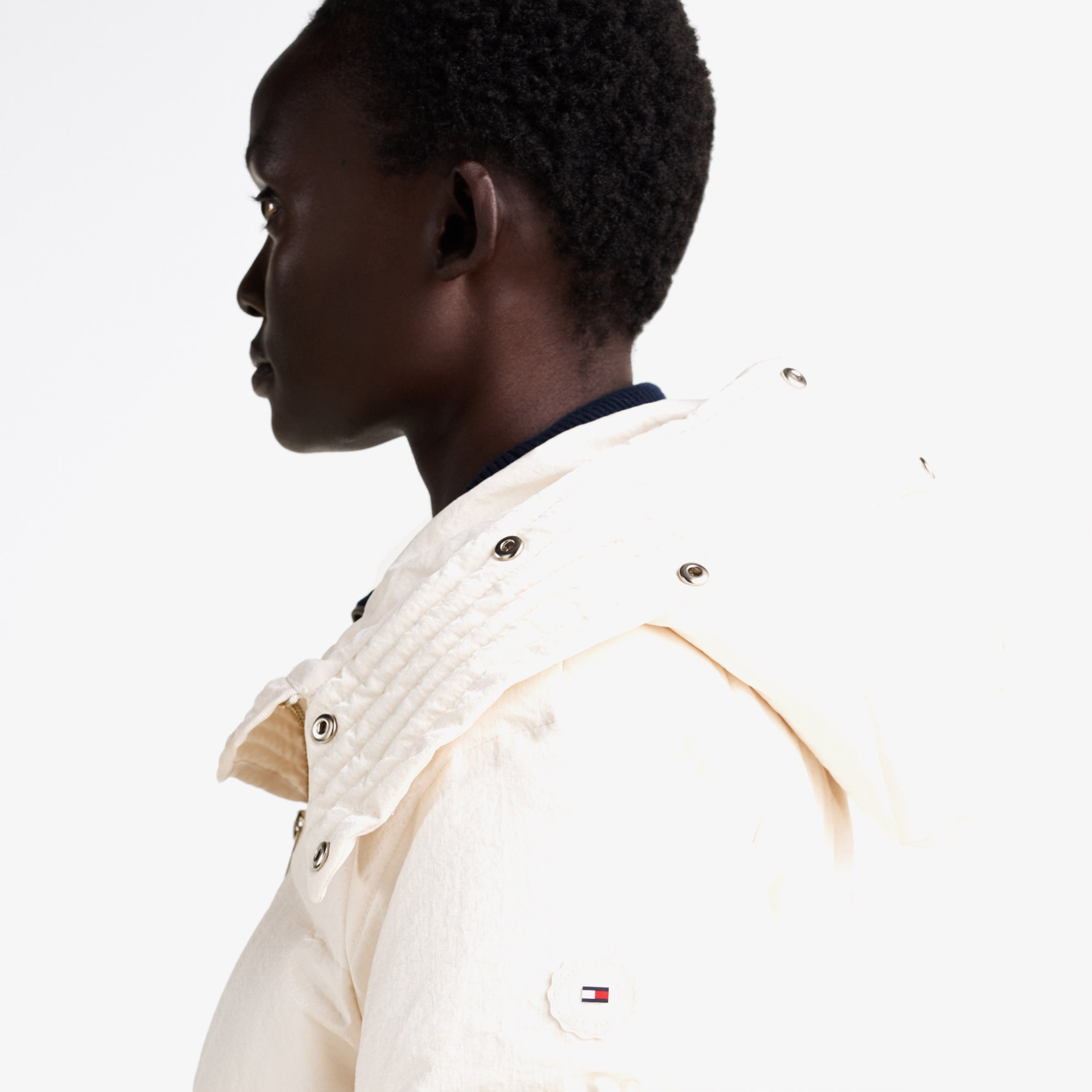 Tommy Hilfiger Down Shımmer Wıth Fur Kadın Beyaz Mont