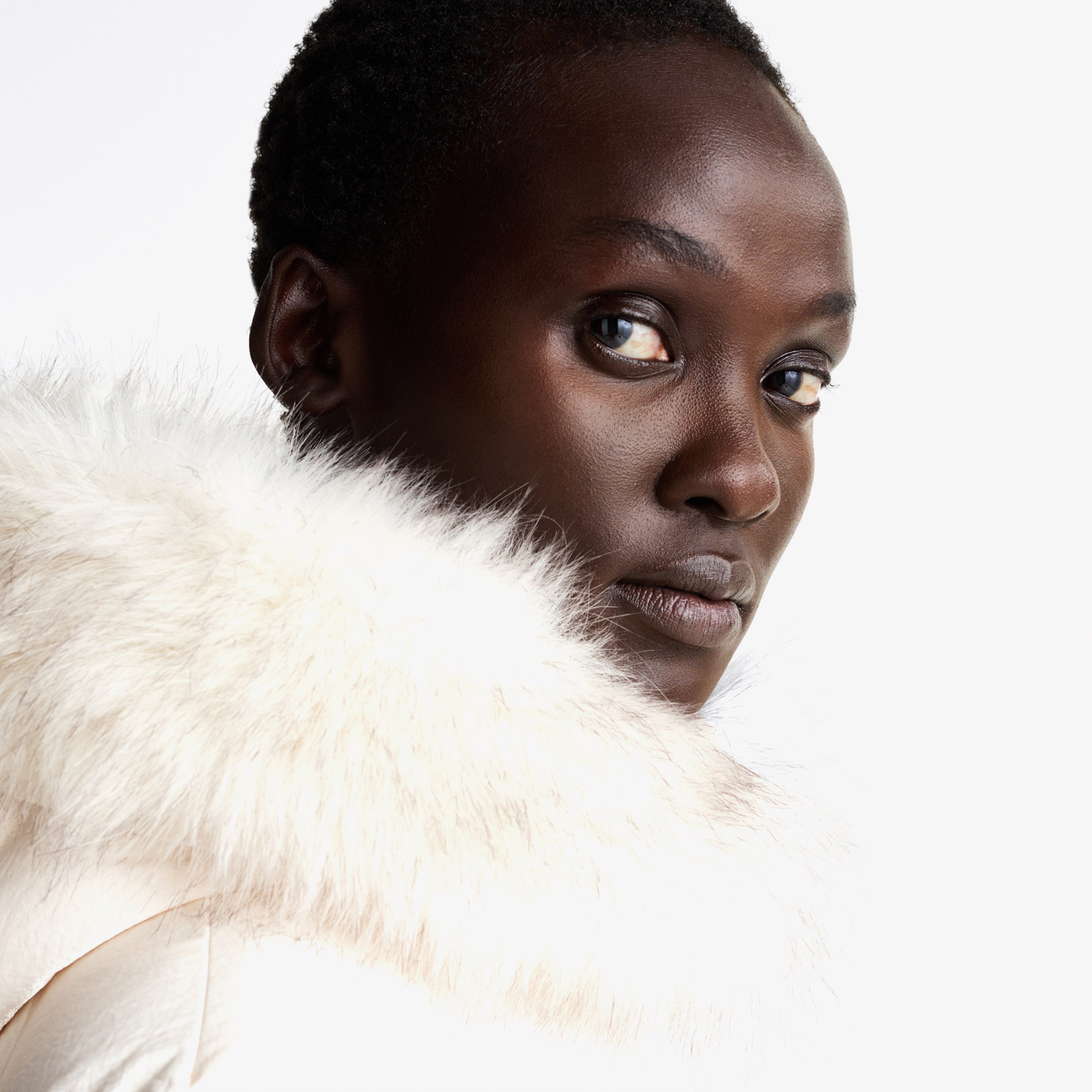 Tommy Hilfiger Down Shımmer Wıth Fur Kadın Beyaz Mont