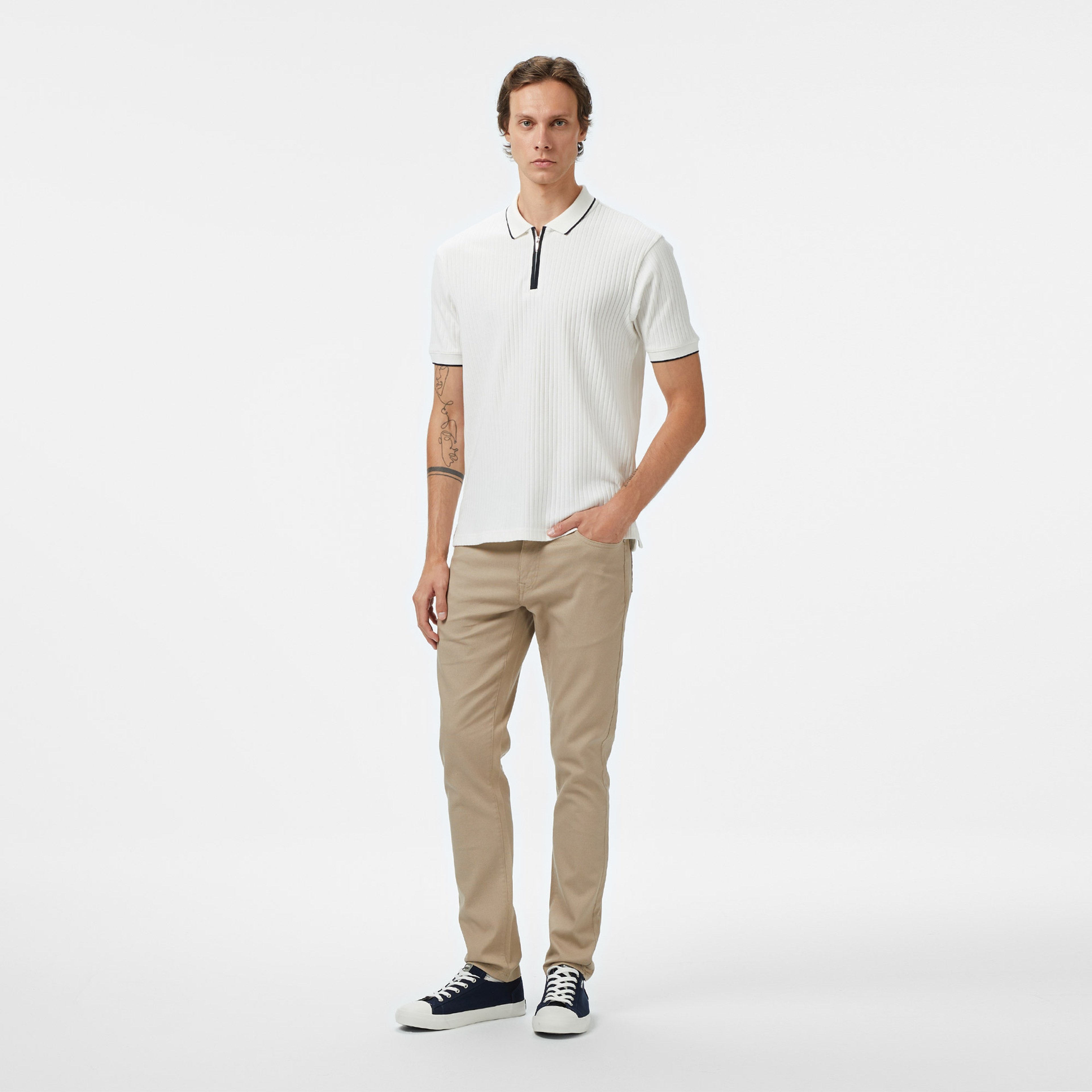 Nautica Erkek Beyaz Classic Fit Polo