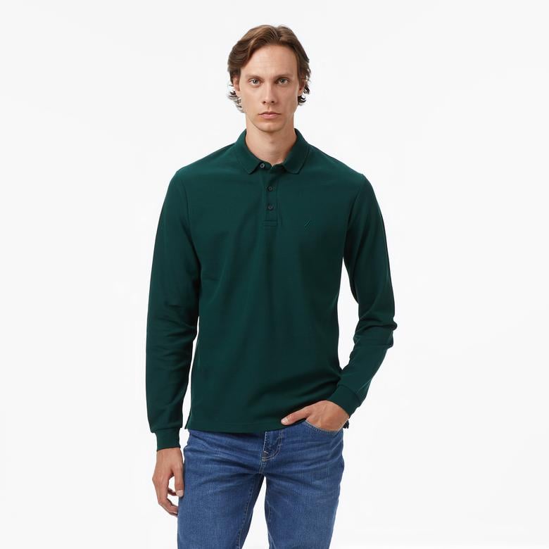 Nautica Erkek Yeşil Classic Fit Uzun Kollu Polo Yaka T-Shirt