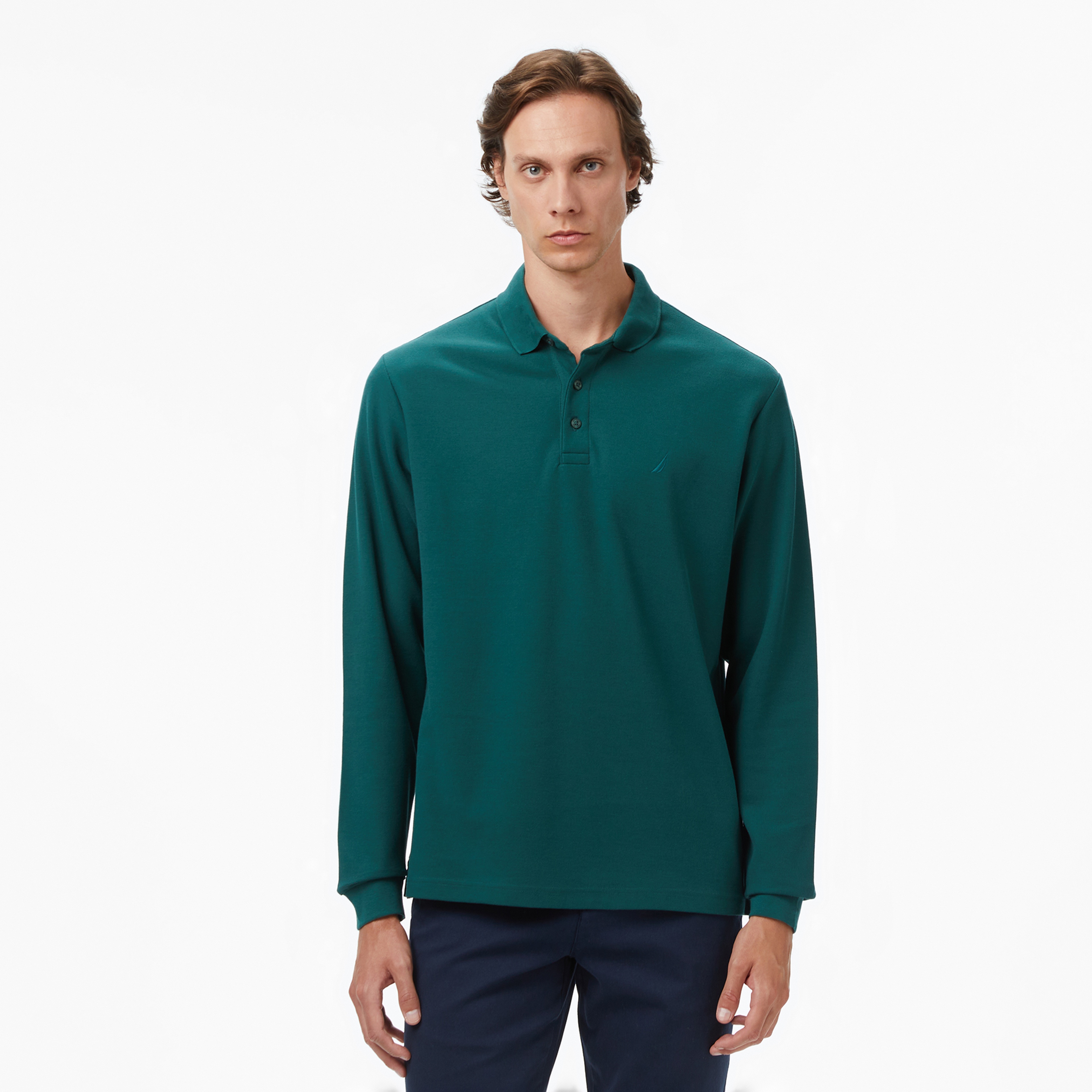 Nautica Erkek Yeşil Classic Fit Uzun Kollu Polo Yaka T-Shirt
