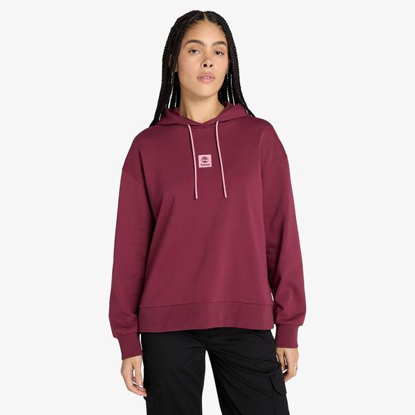 Timberland Stack Logo Loop Back Kadın Bordo Sweatshirt
