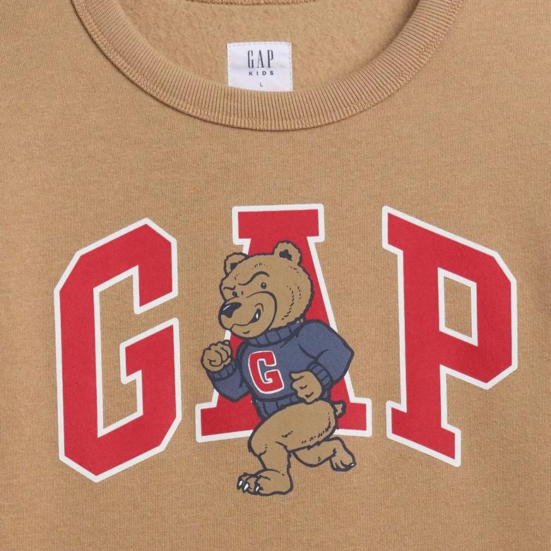 Gap V-Fa Logo Crew Çocuk Kahverengi Sweatshirt