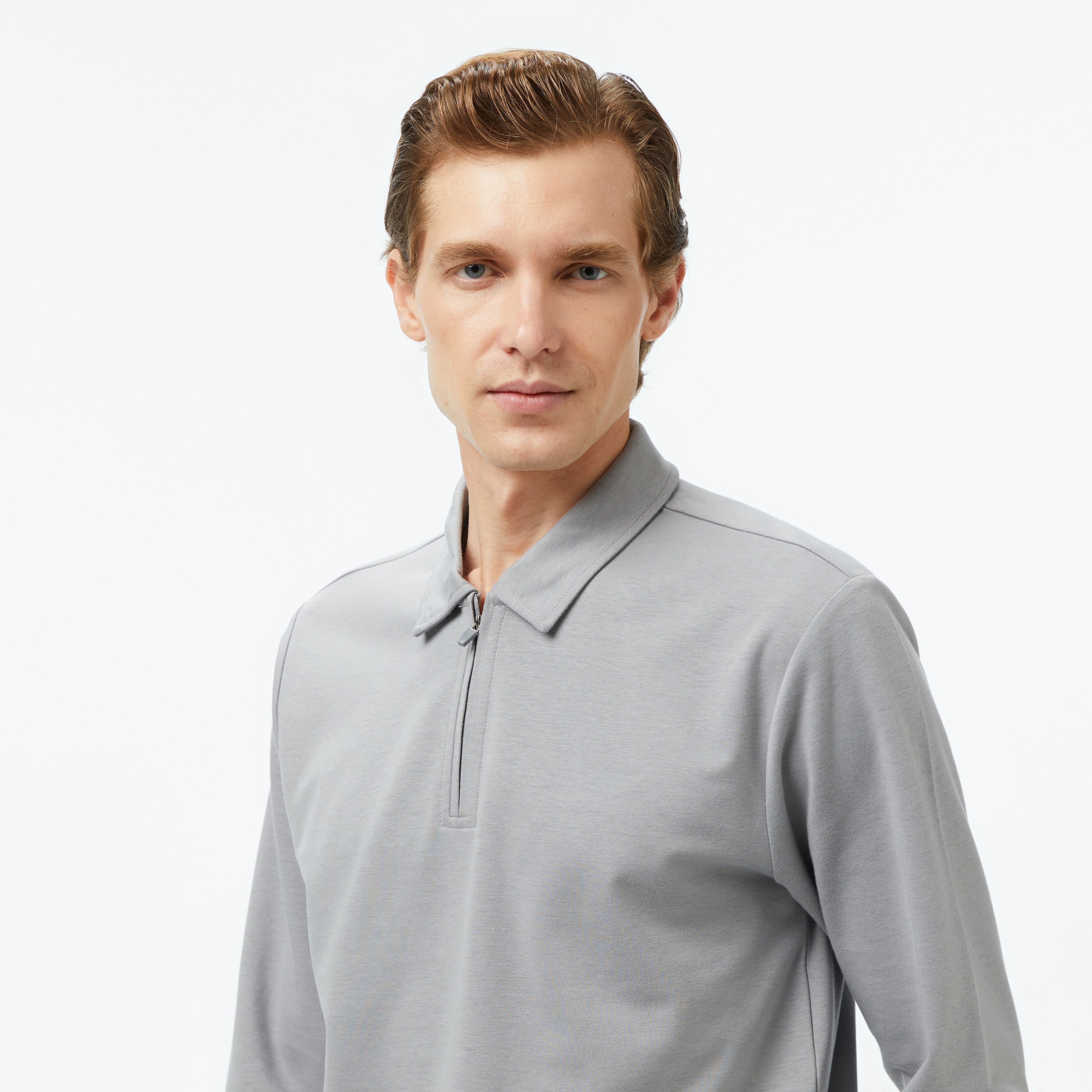 Nautica Erkek Gri Classic Fit Uzun Kollu Polo Yaka T-Shirt