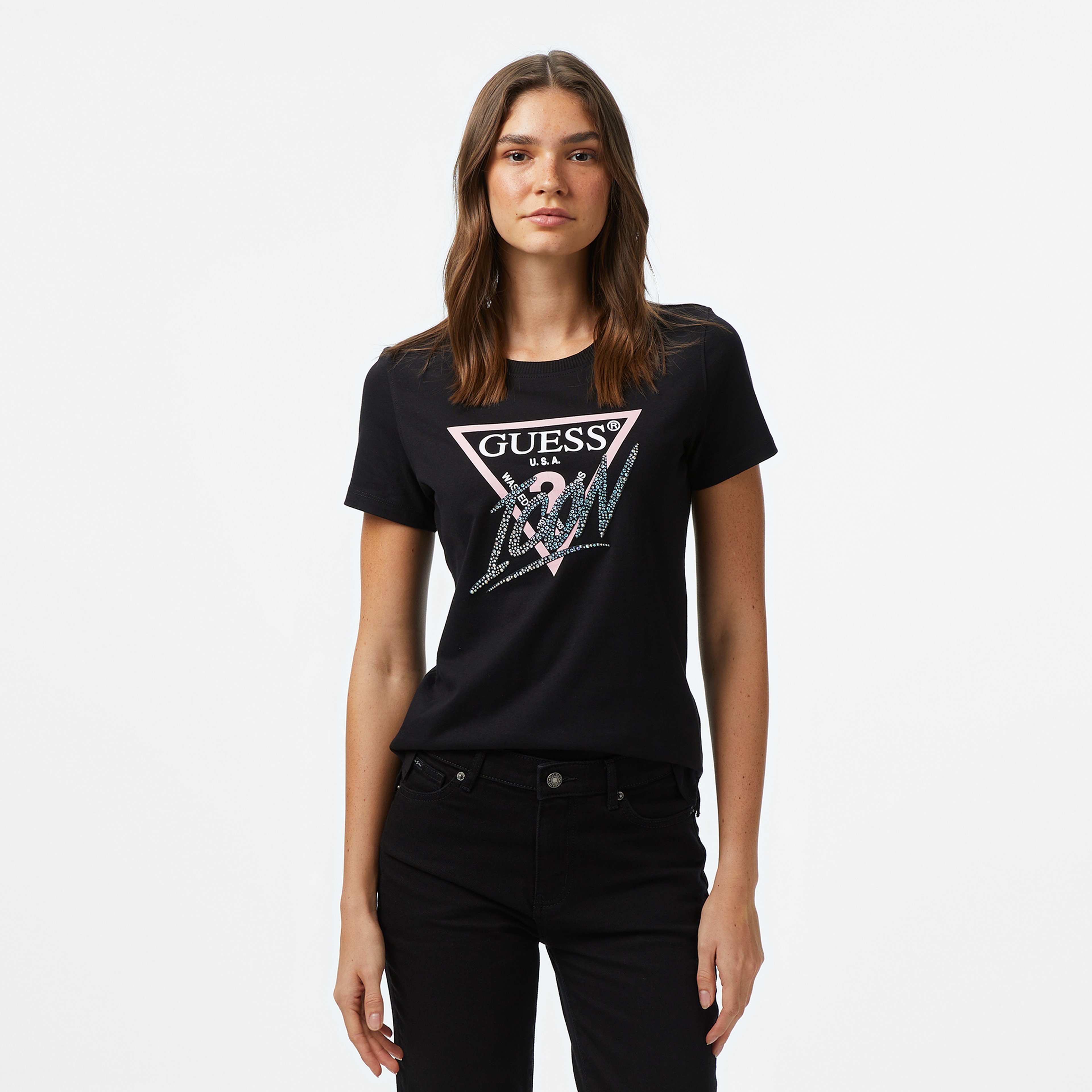 Guess Kadın Siyah Tshirt