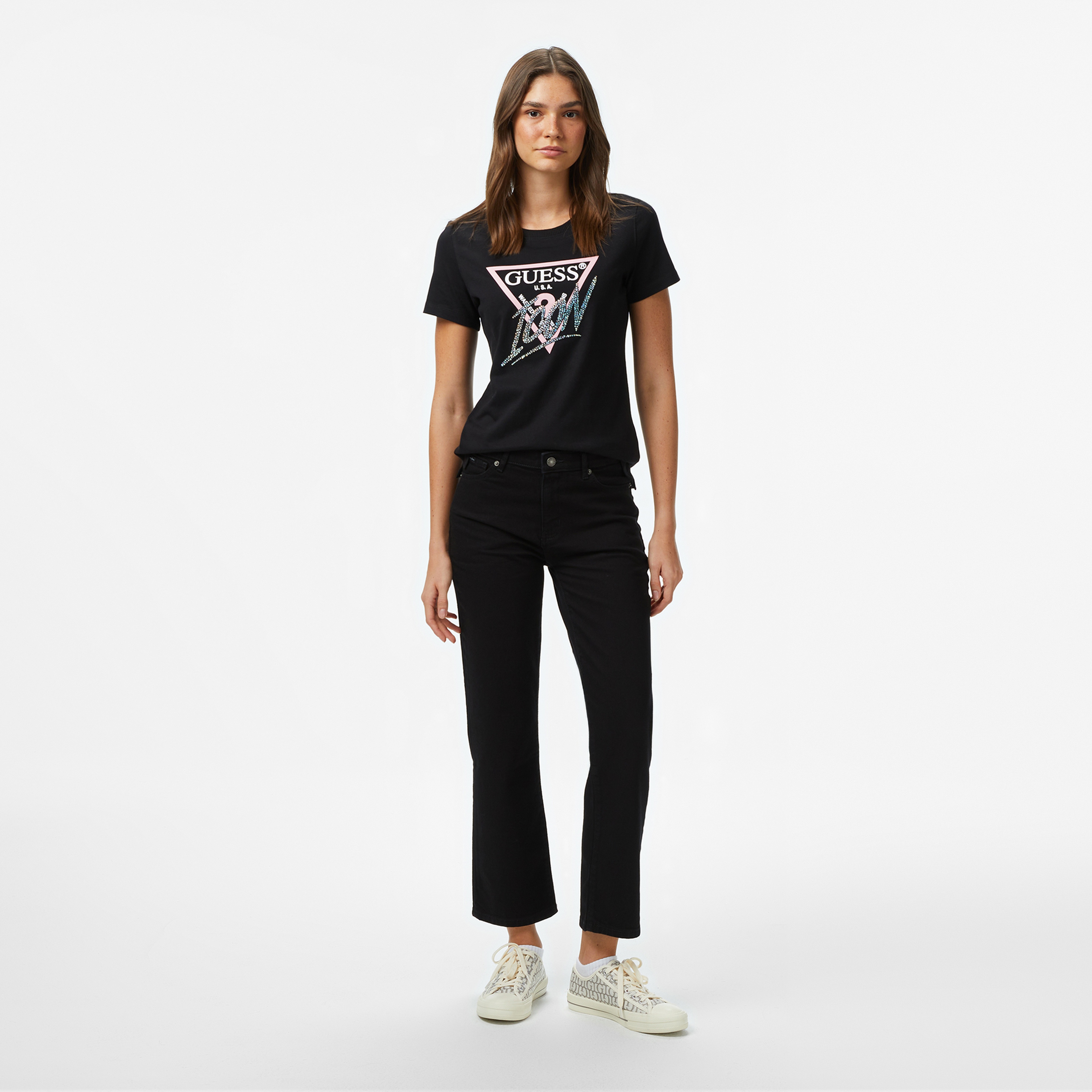 Guess Kadın Siyah Tshirt