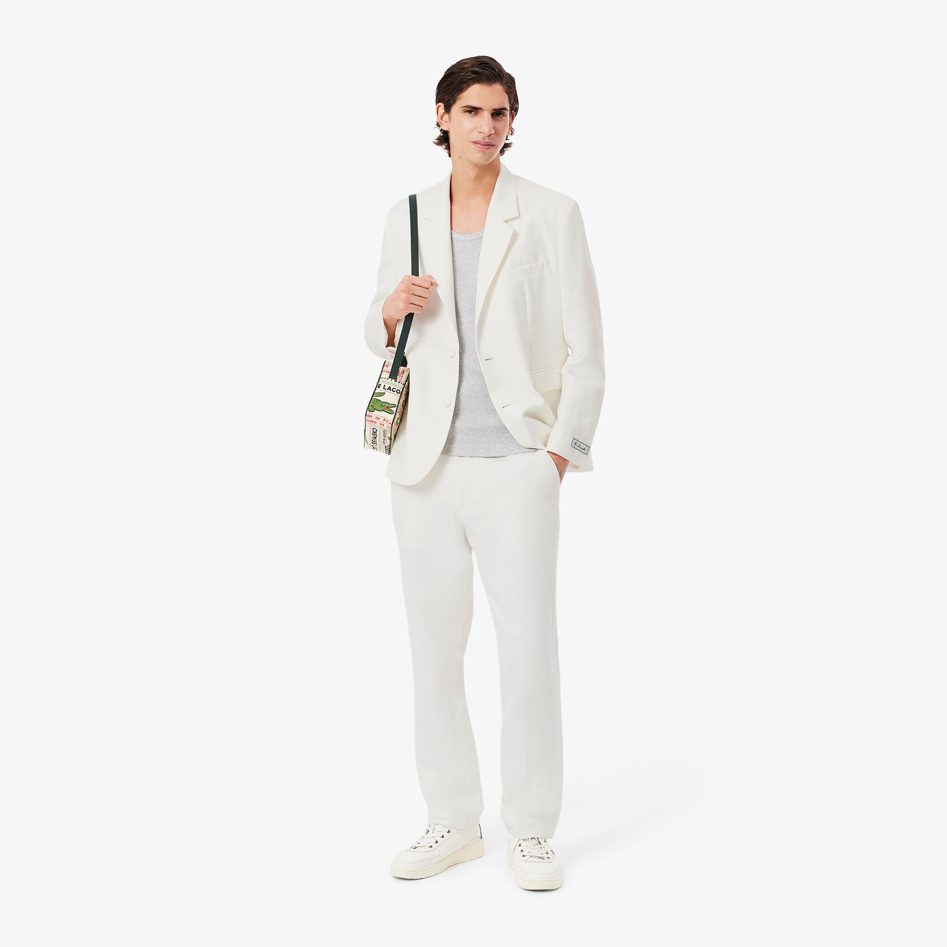 Erkek Regular Fit Keten Beyaz Ceket