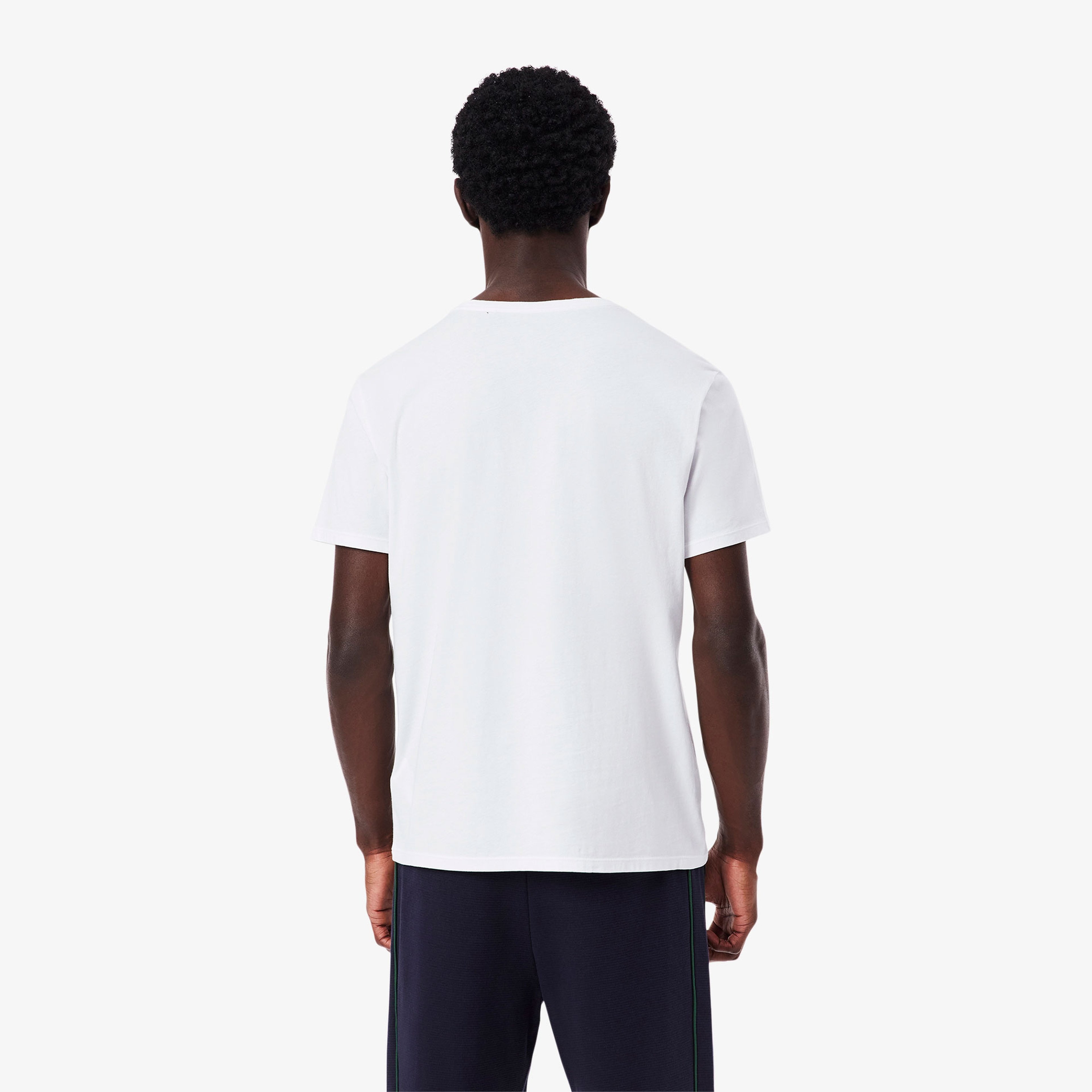 Erkek Slim Fit Kısa Kollu V Yaka 3'lü Beyaz Pijama Üstü