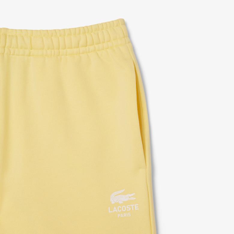 Unisex Regular Fit Baskılı Sarı Şort