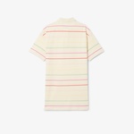Kız Çocuk Kısa Kollu Polo Yaka Çizgili Krem Elbise