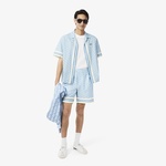 Lacoste Lightweight Monogram Print Erkek Mavi Şort