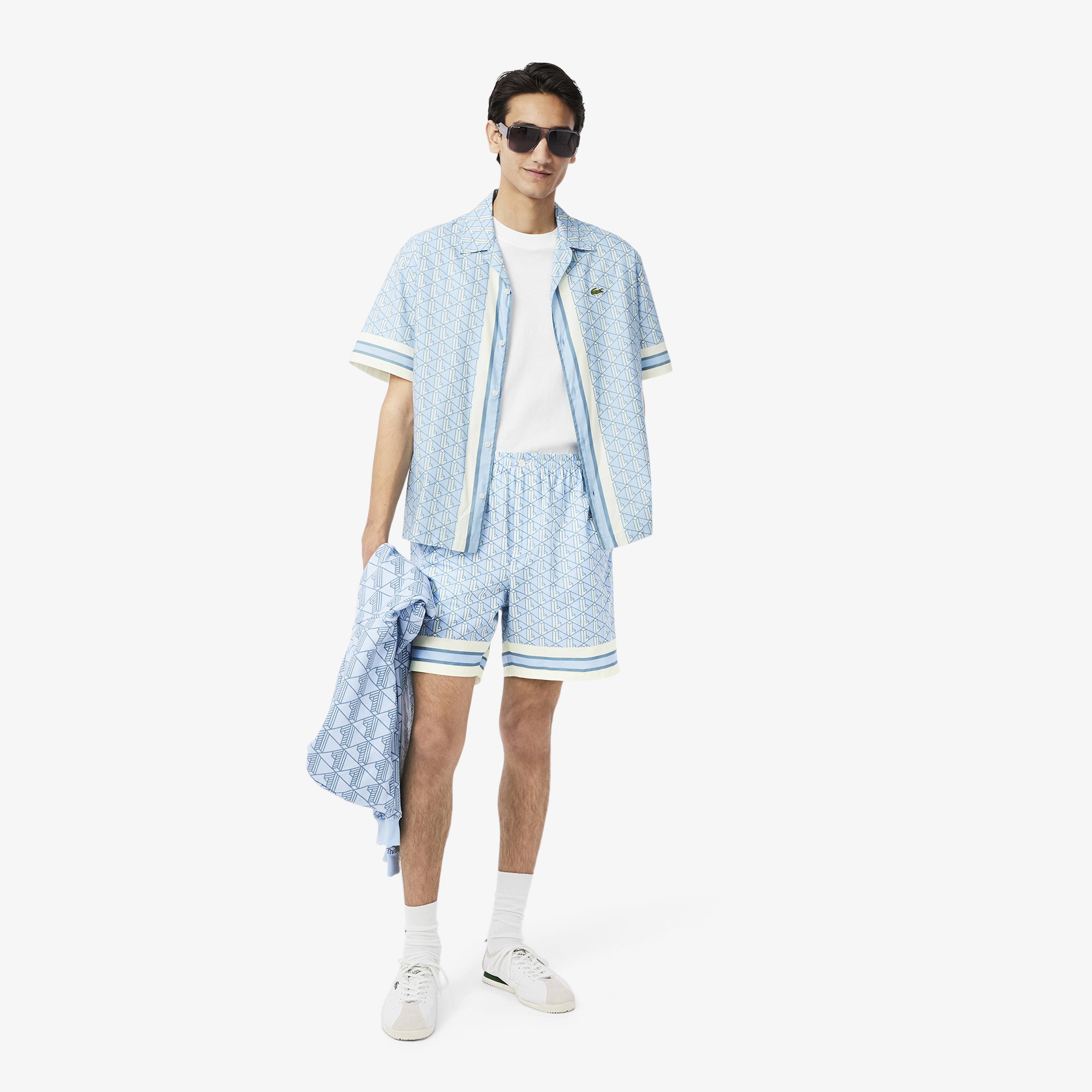 Lacoste Lightweight Monogram Print Erkek Mavi Şort