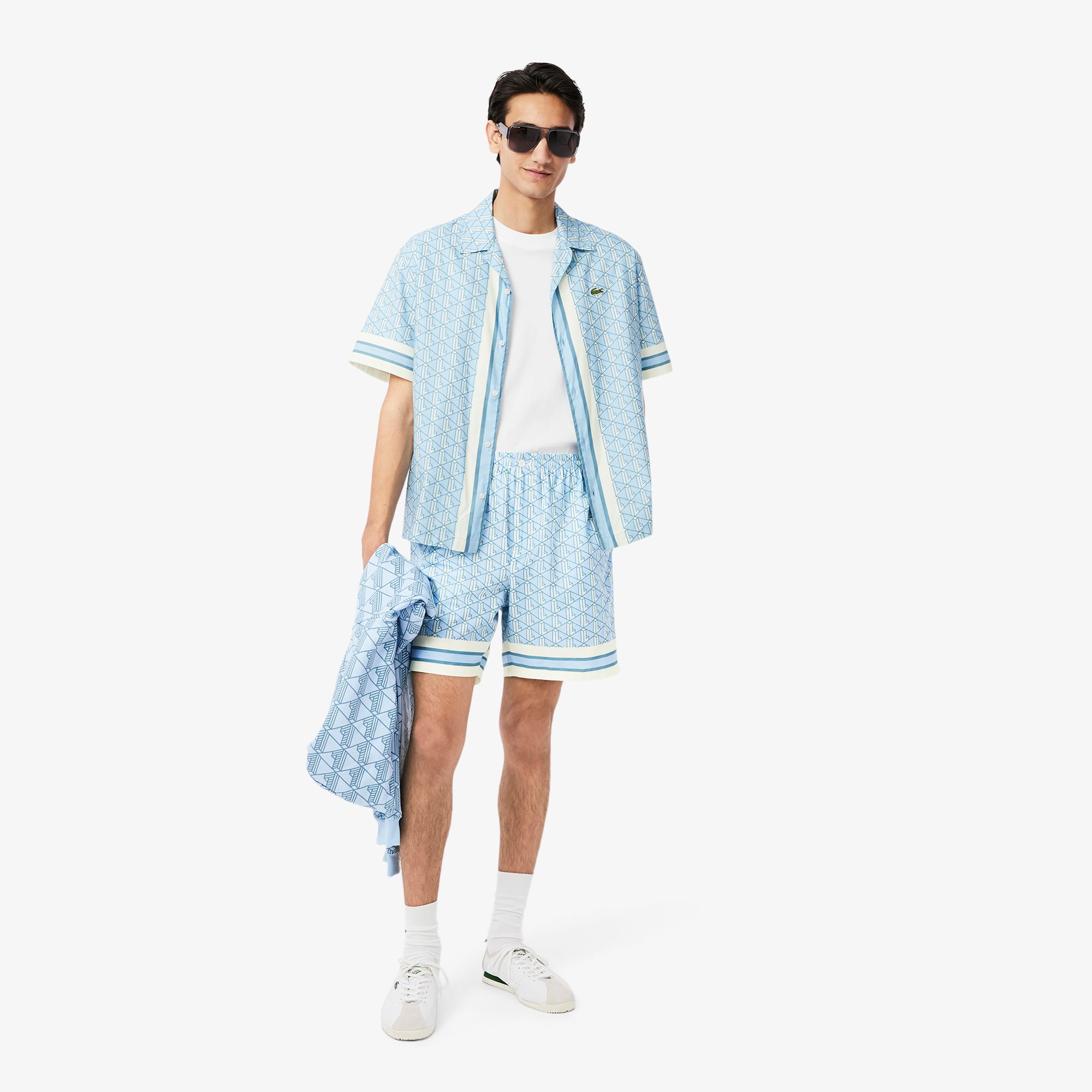 Lacoste Lightweight Monogram Print Erkek Mavi Şort