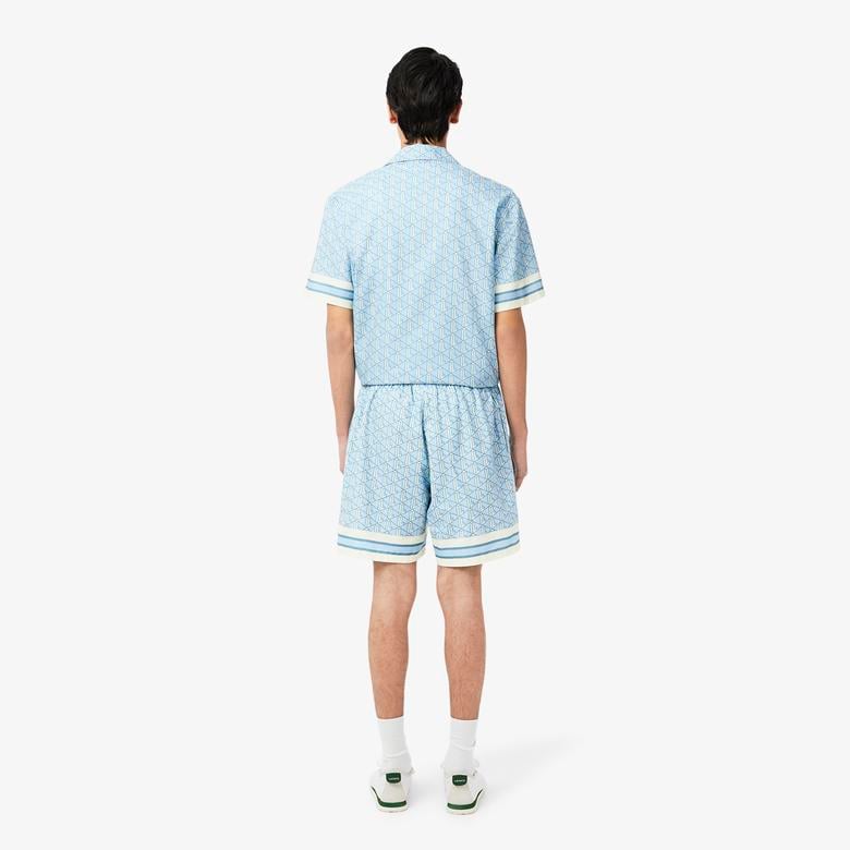 Lacoste Lightweight Monogram Print Erkek Mavi Şort