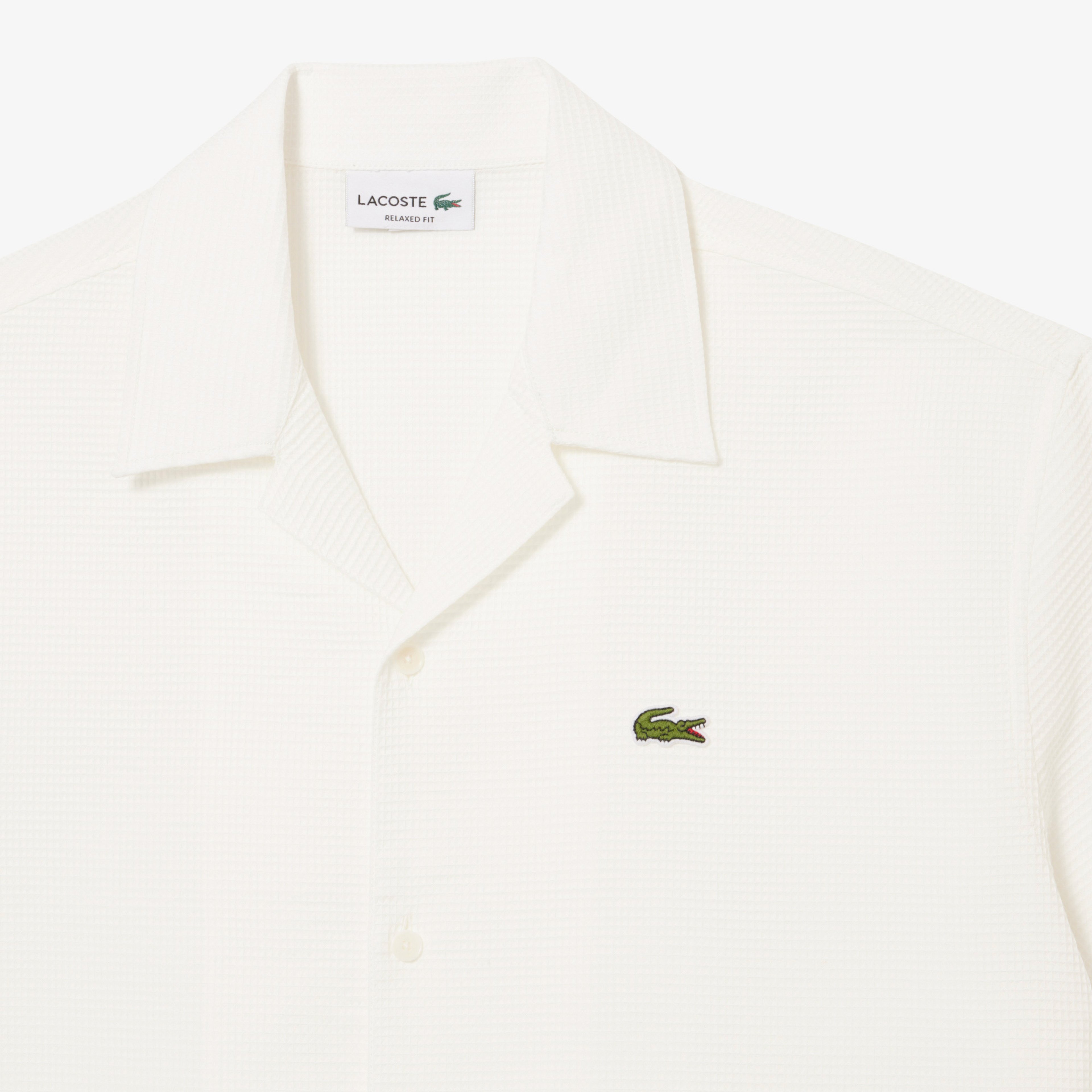 Lacoste Relaxed Fit Erkek Beyaz Kısa Kollu Gömlek