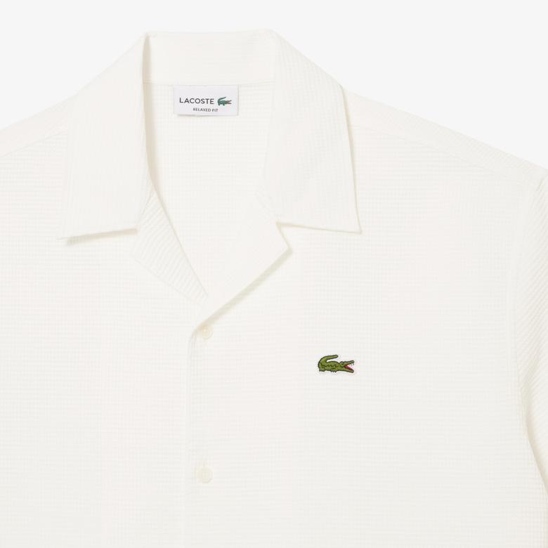 Lacoste Relaxed Fit Erkek Beyaz Kısa Kollu Gömlek