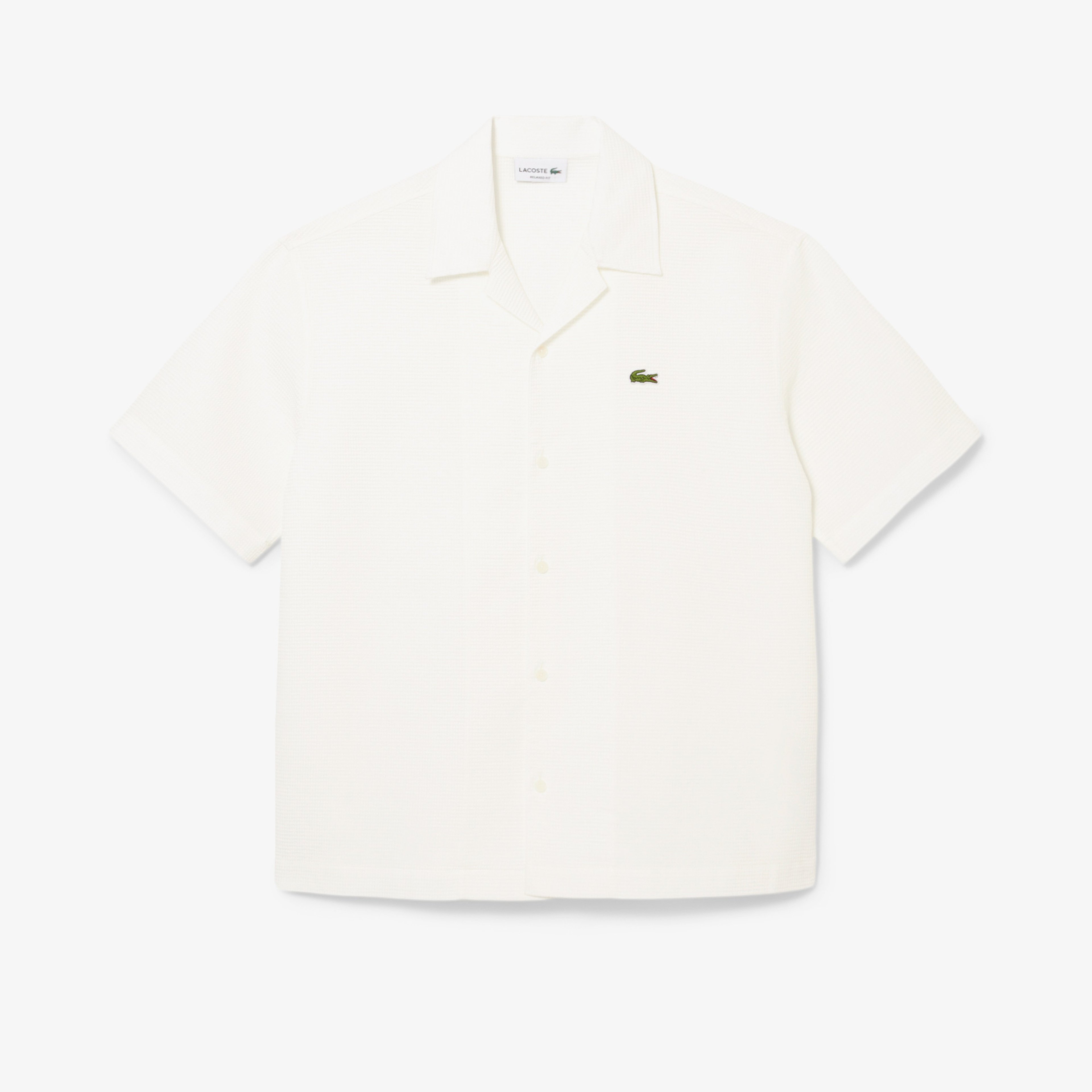 Lacoste Relaxed Fit Erkek Beyaz Kısa Kollu Gömlek