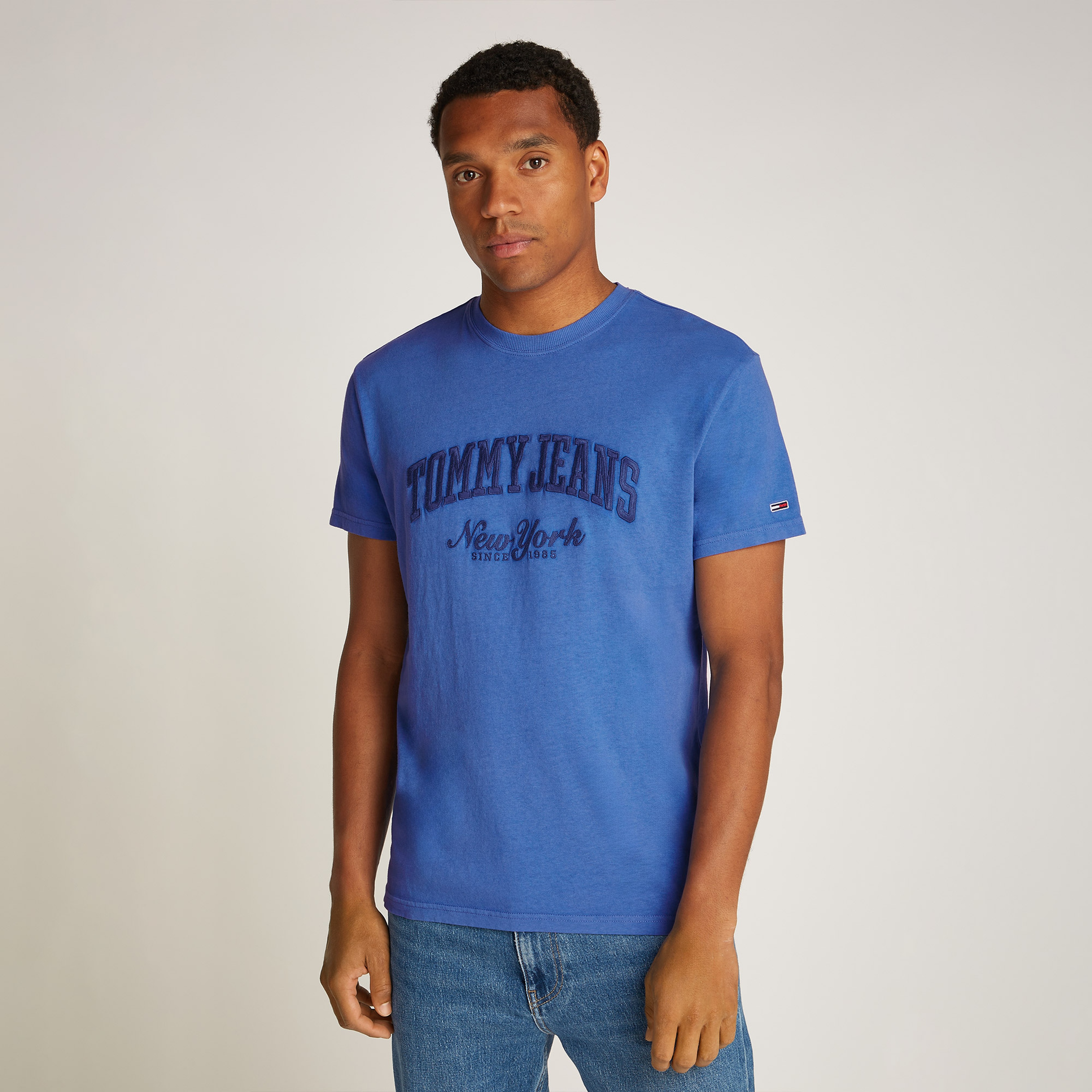 Tommy Jeans Reg Vintage Varsity Erkek Mavi T-Shirt