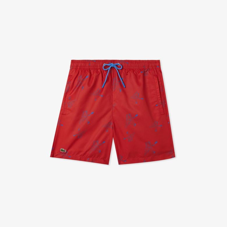 Erkek Regular Fit Desenli Kırmızı Mayo