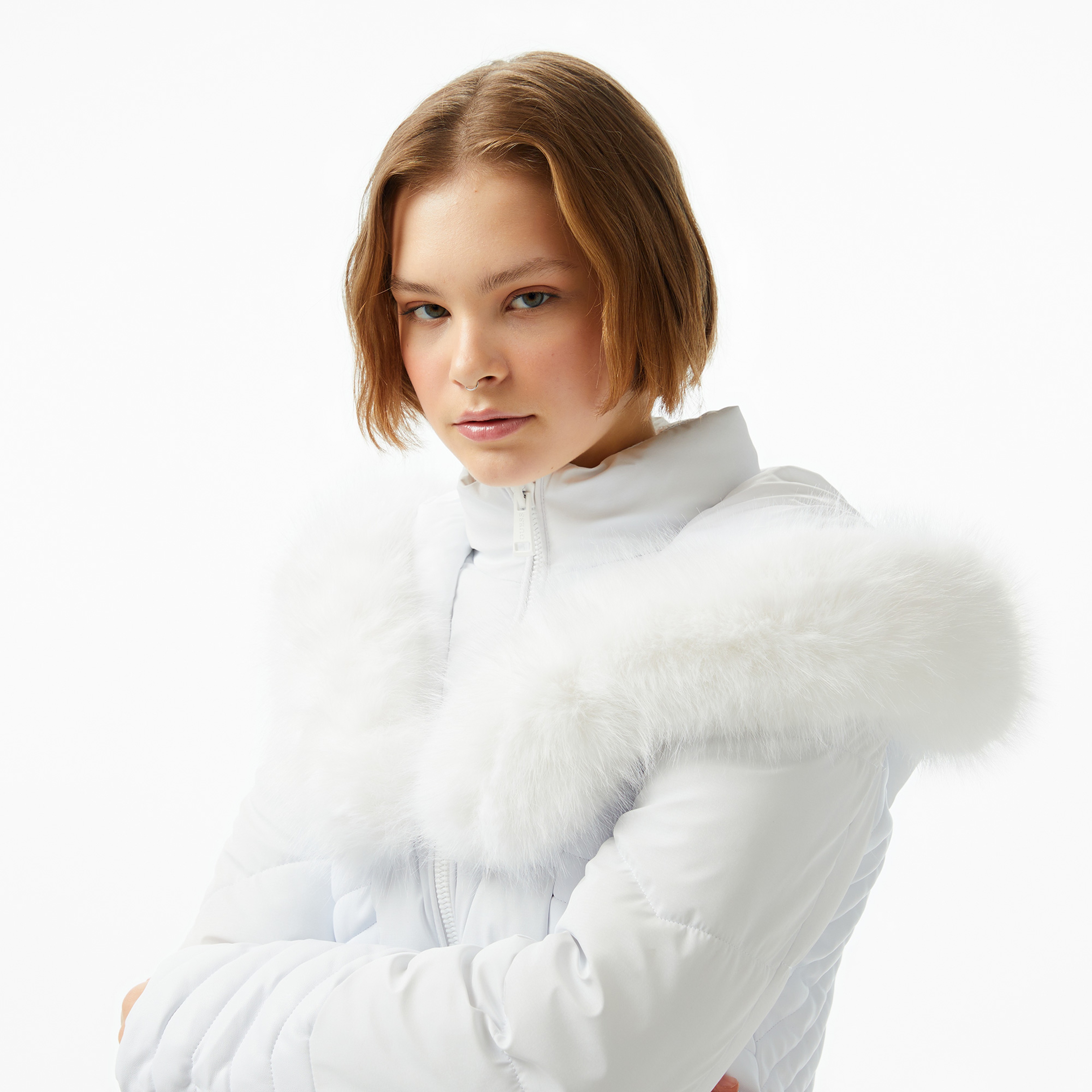 Guess Kadın Beyaz Mont